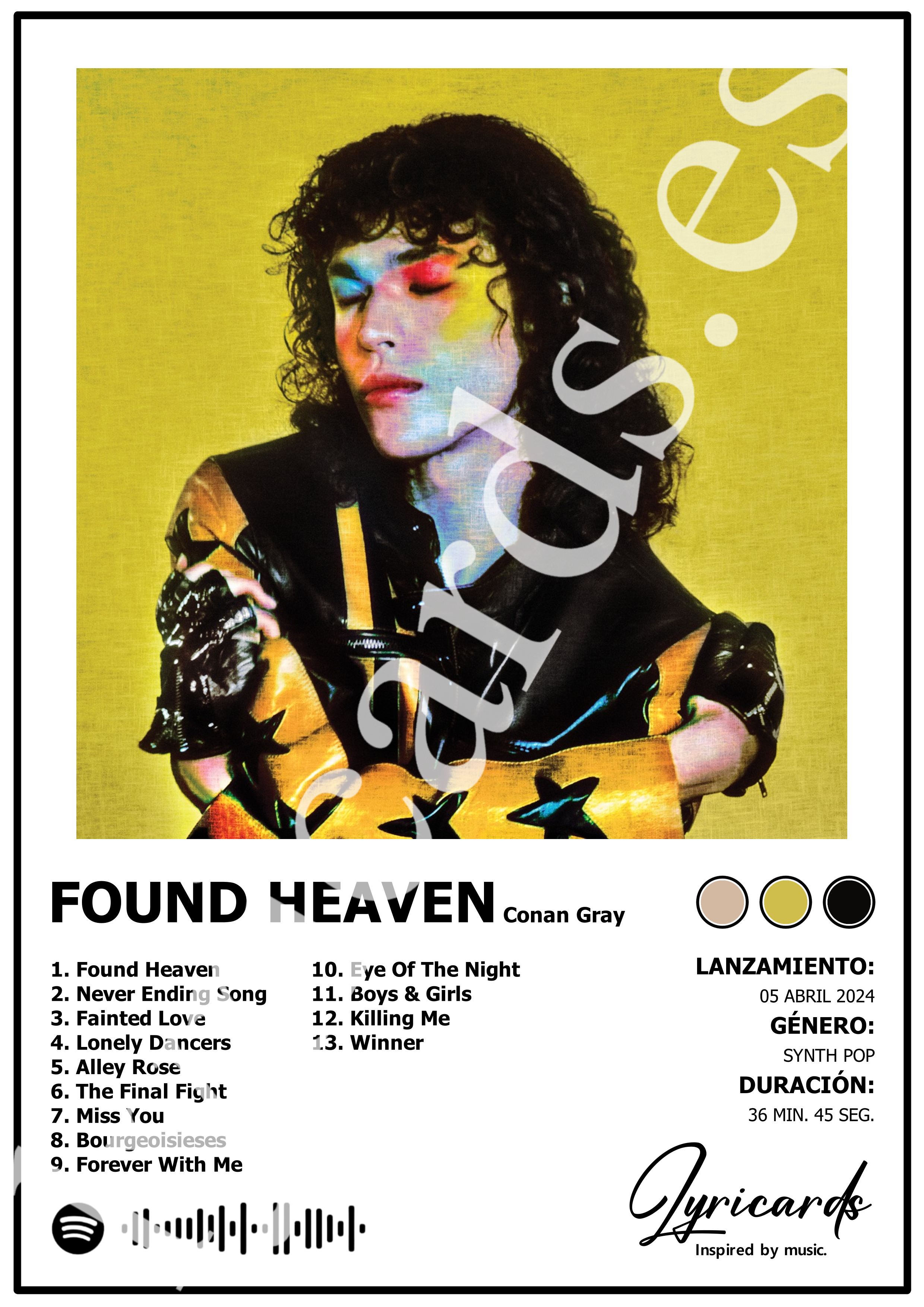 Lámina A4 - Found Heaven - Conan Gray