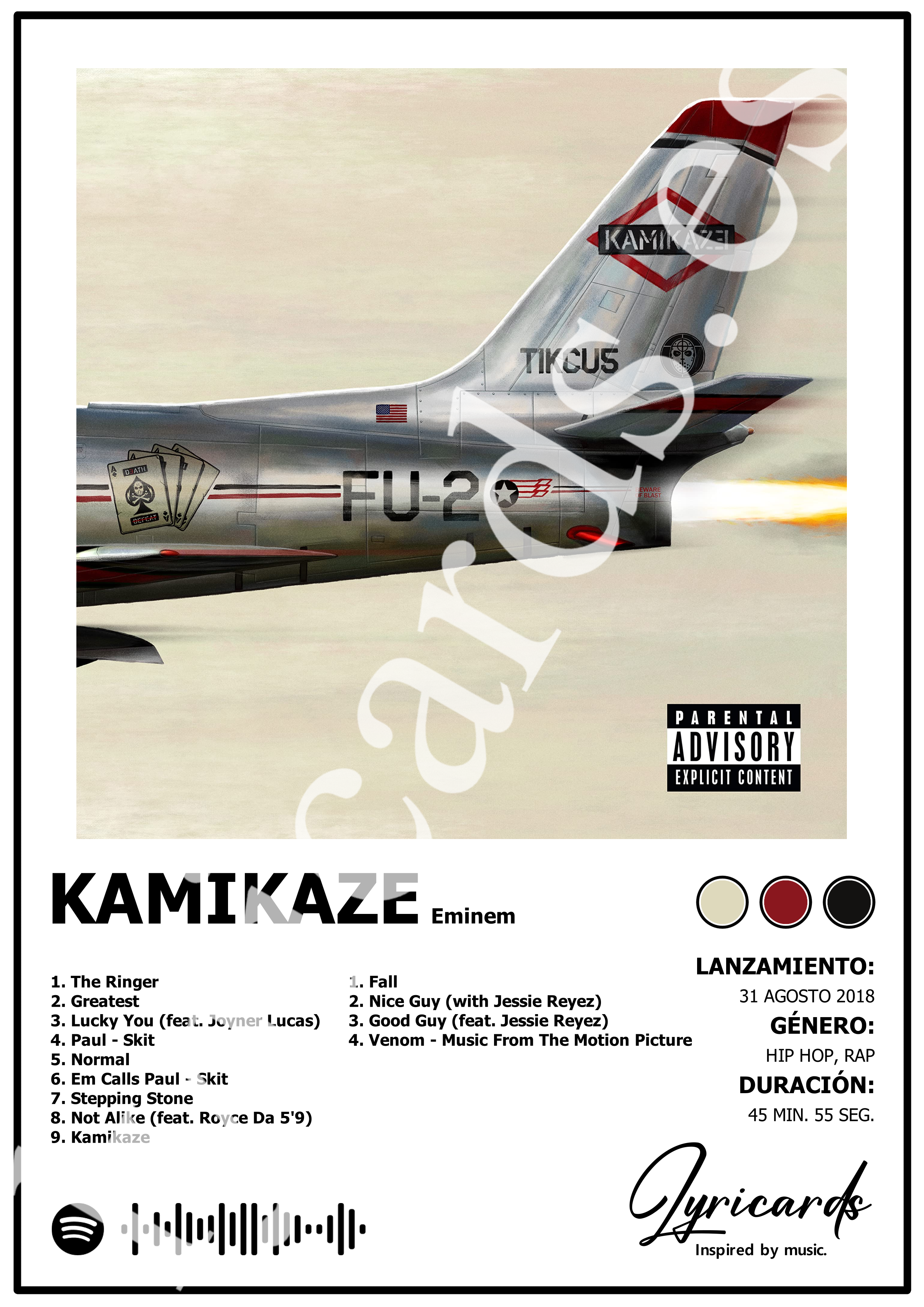Lámina A4 - Kamikaze - Eminem