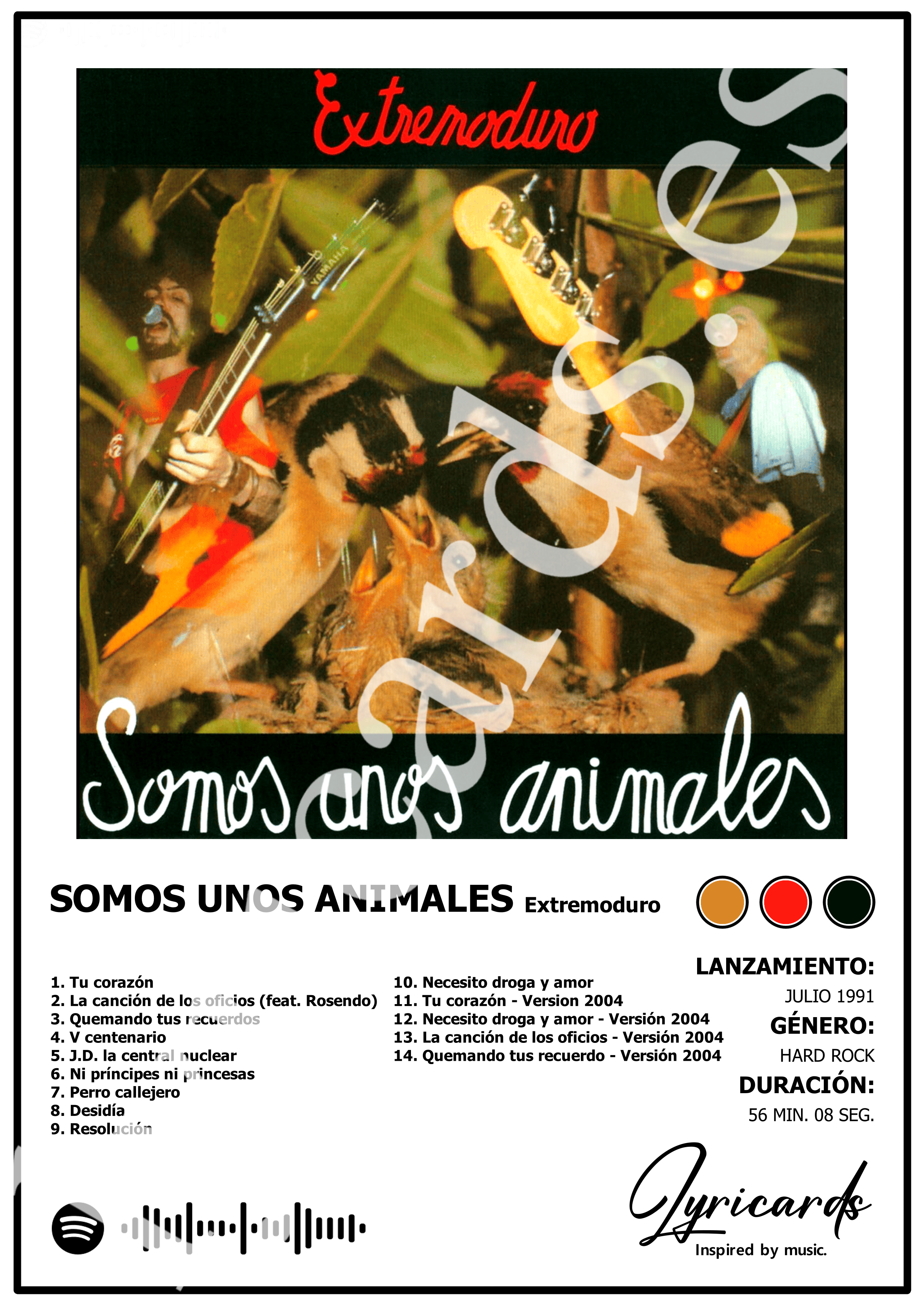 Lámina A4 - Somos Unos Animales - Extremoduro
