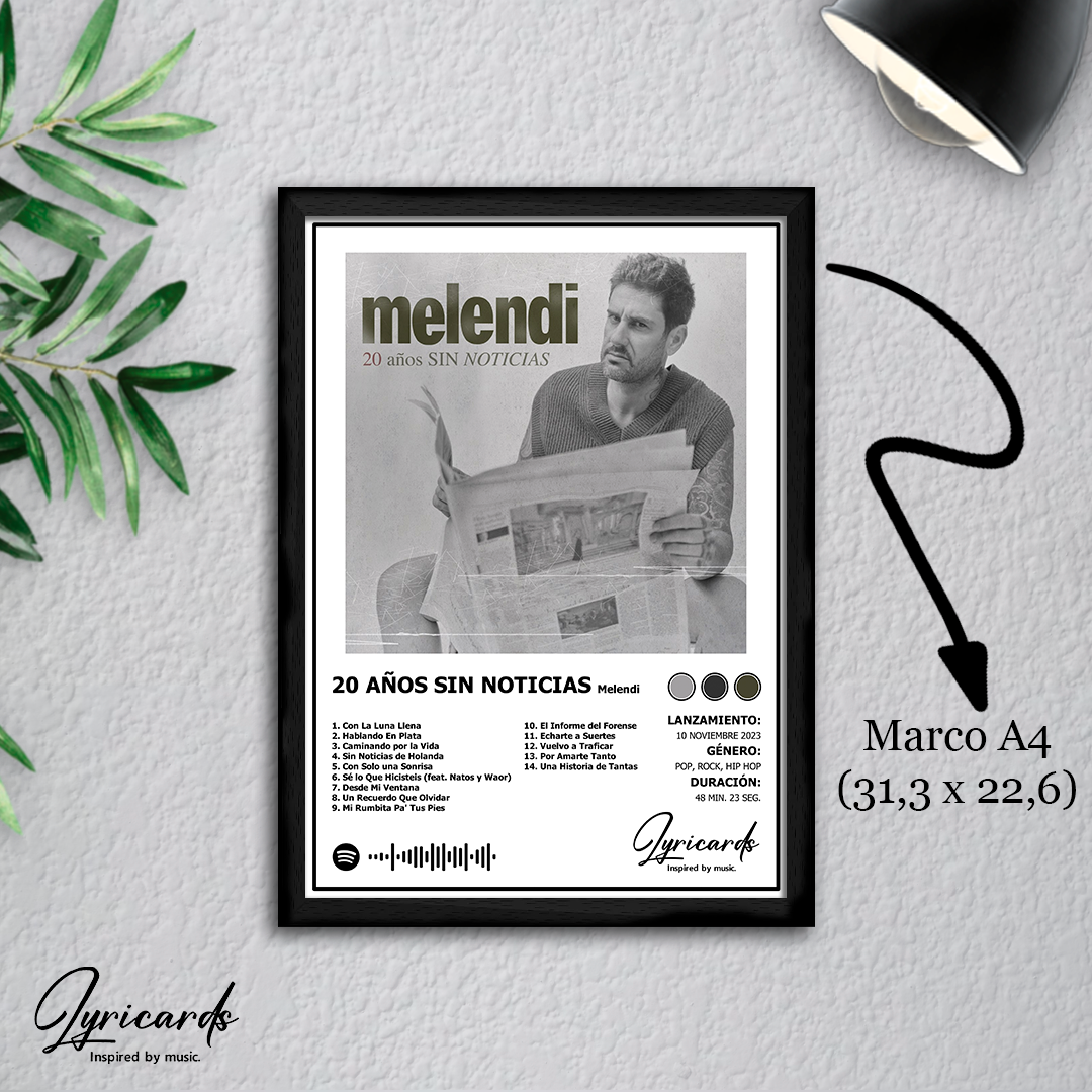Lámina A4 - 20 Años Sin Noticias - Melendi