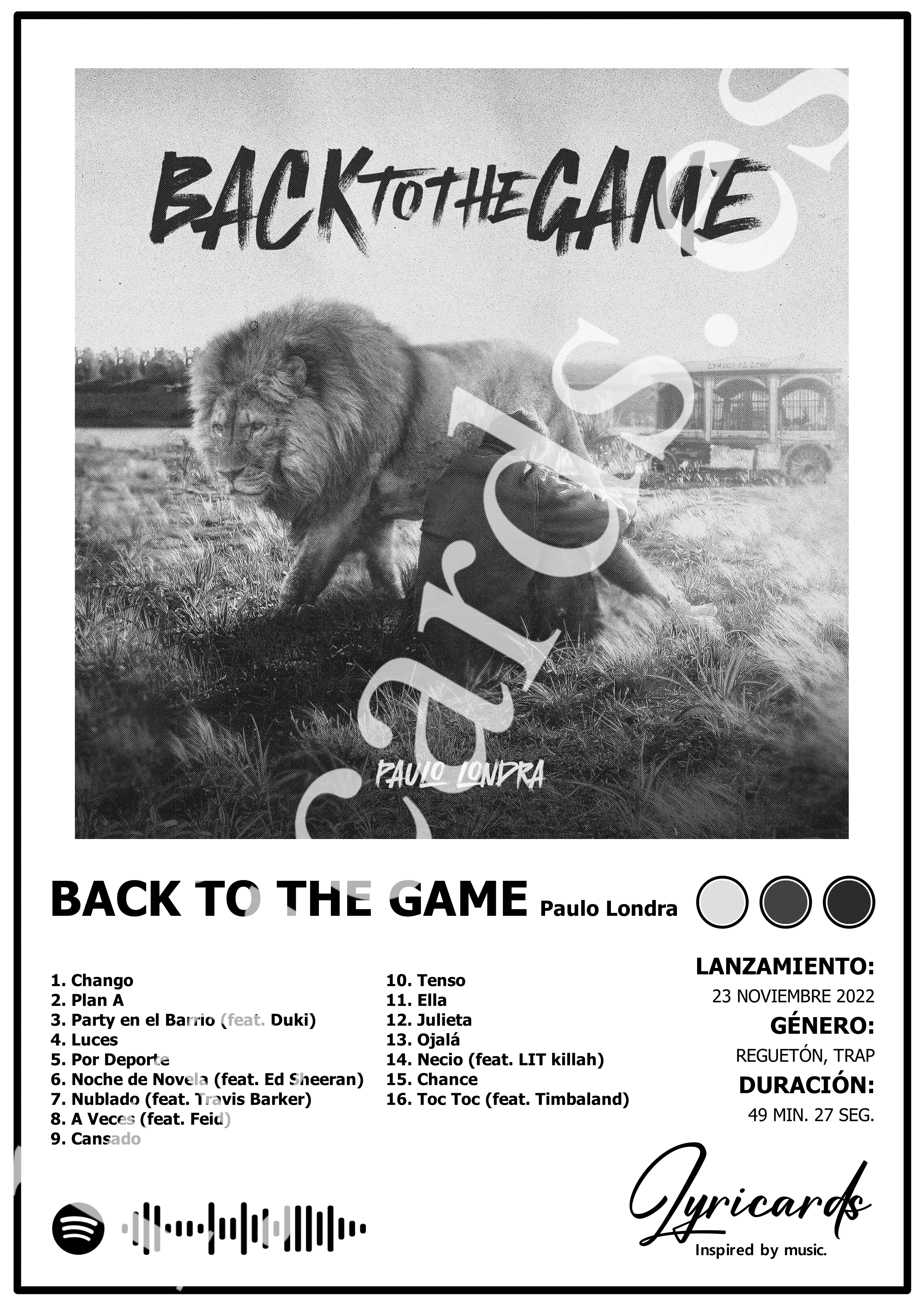 Lámina A4 - Back to the Game - Paulo Londra