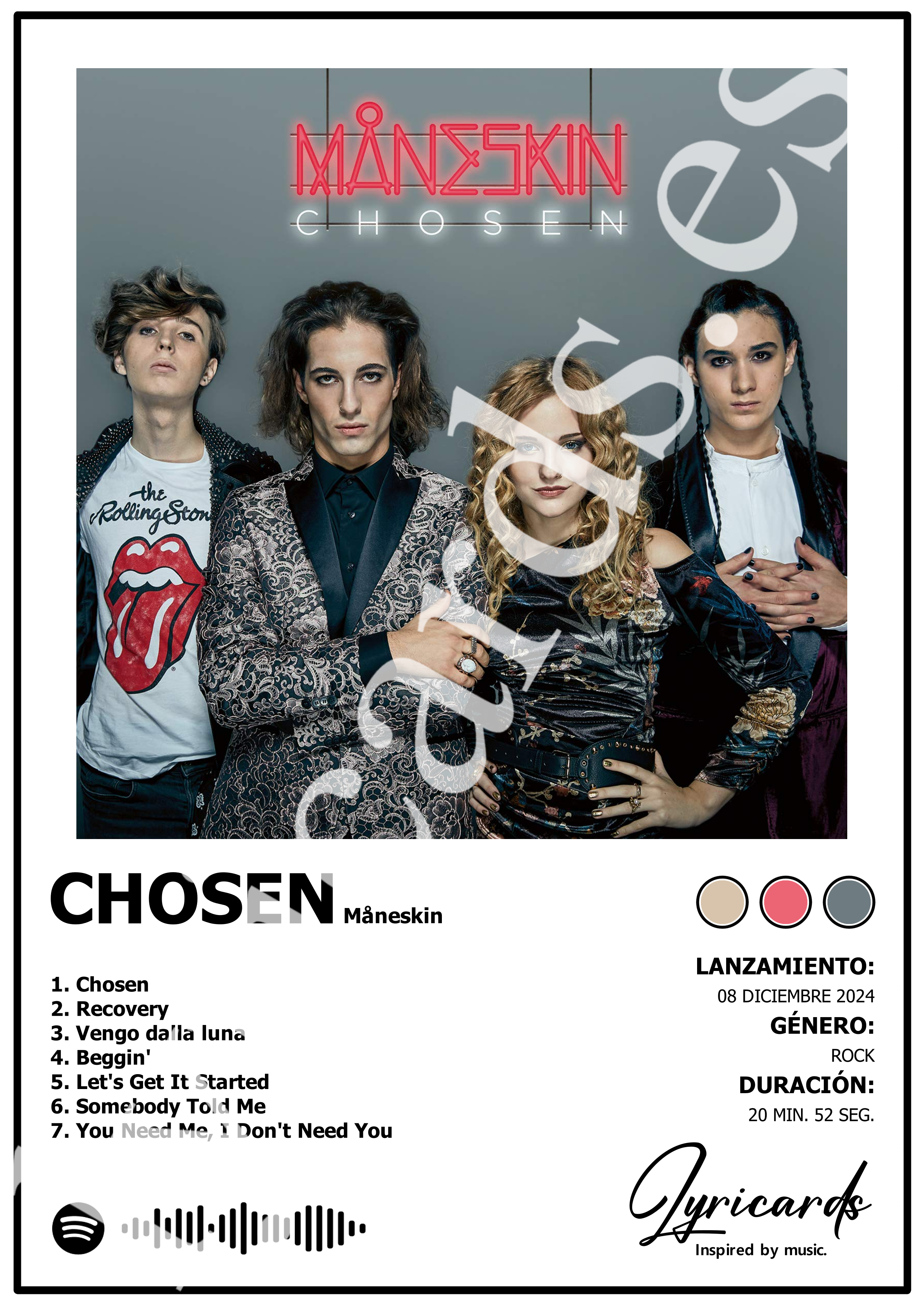 Lámina A4 - Chosen - Måneskin