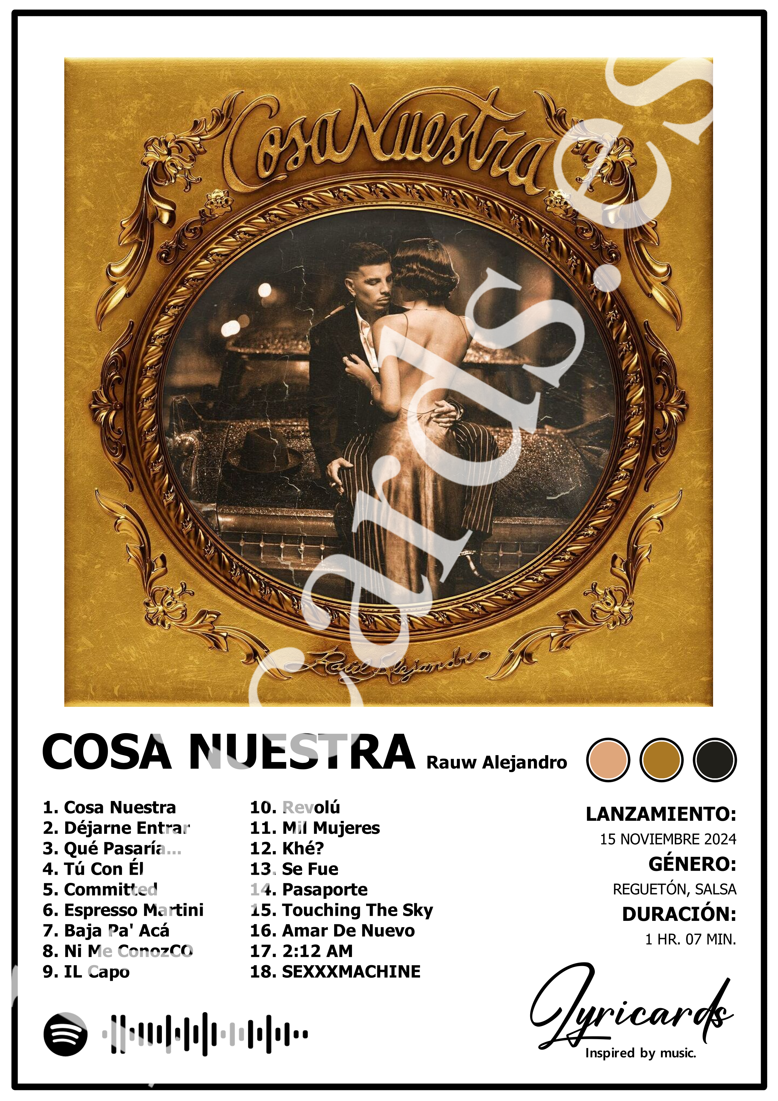 Lámina A4 - Cosa Nuestra - Rauw Alejandro