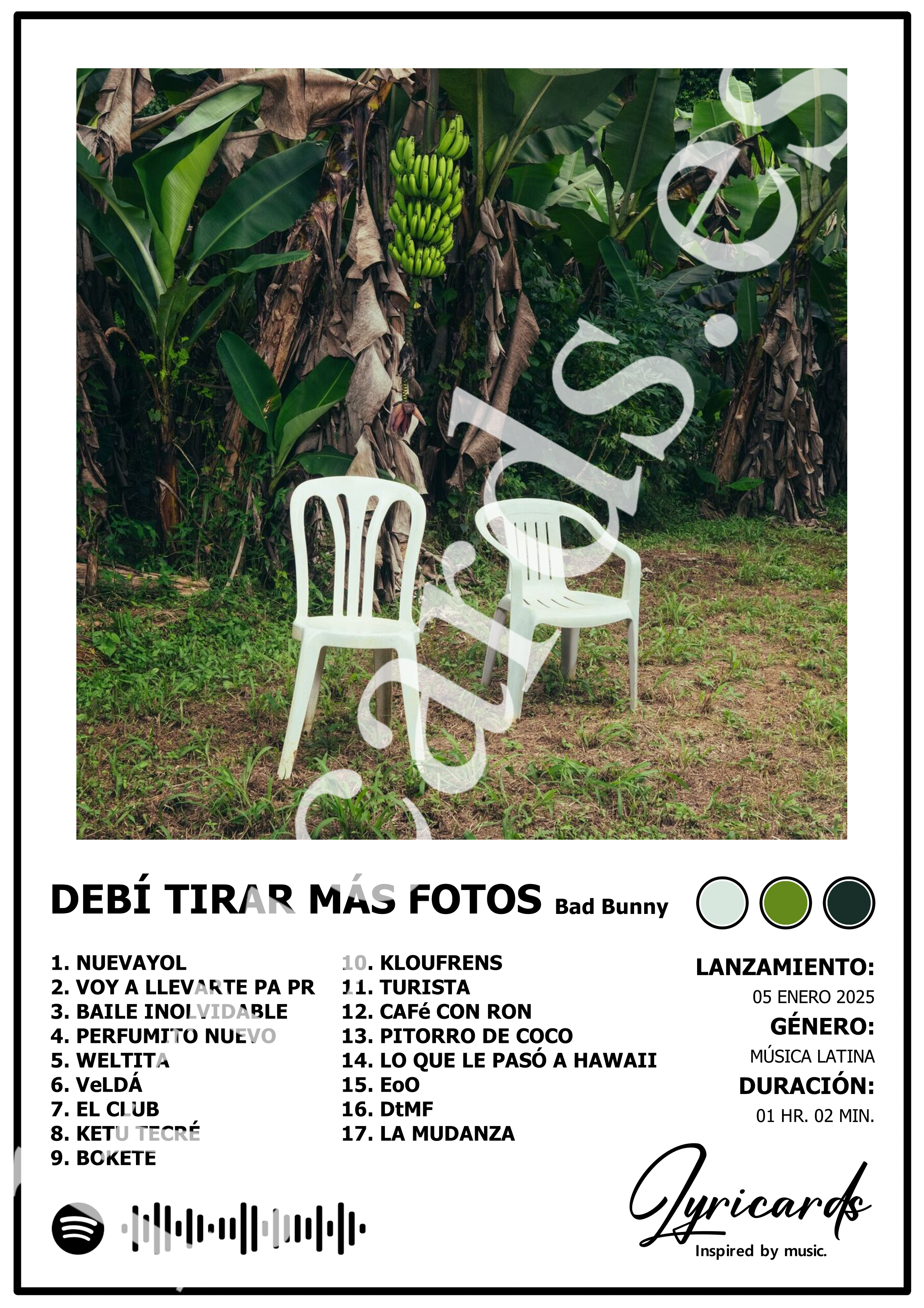 Lámina A4 - Debí Tirar Más Fotos - Bad Bunny