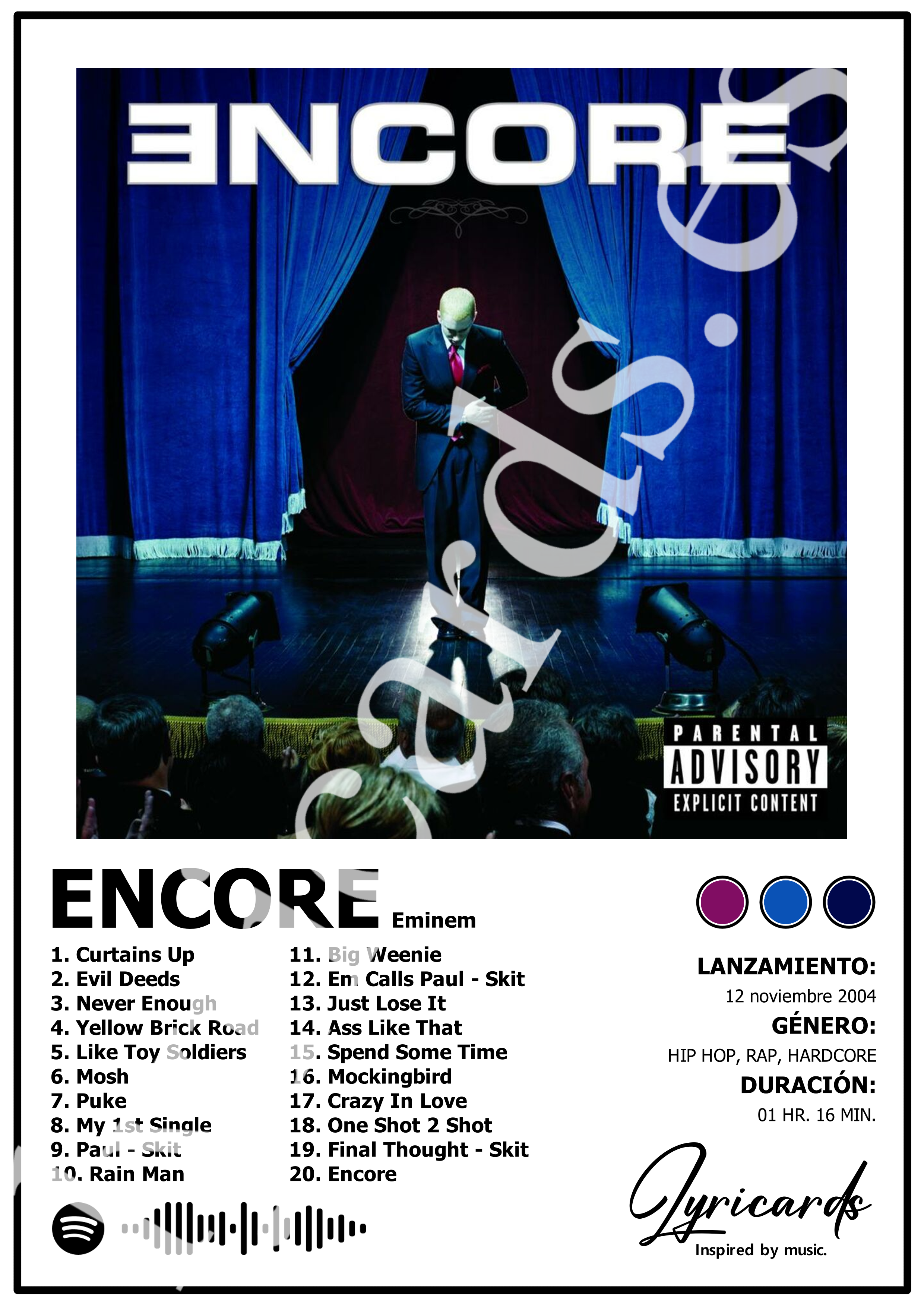 Lámina A4 - Encore - Eminem