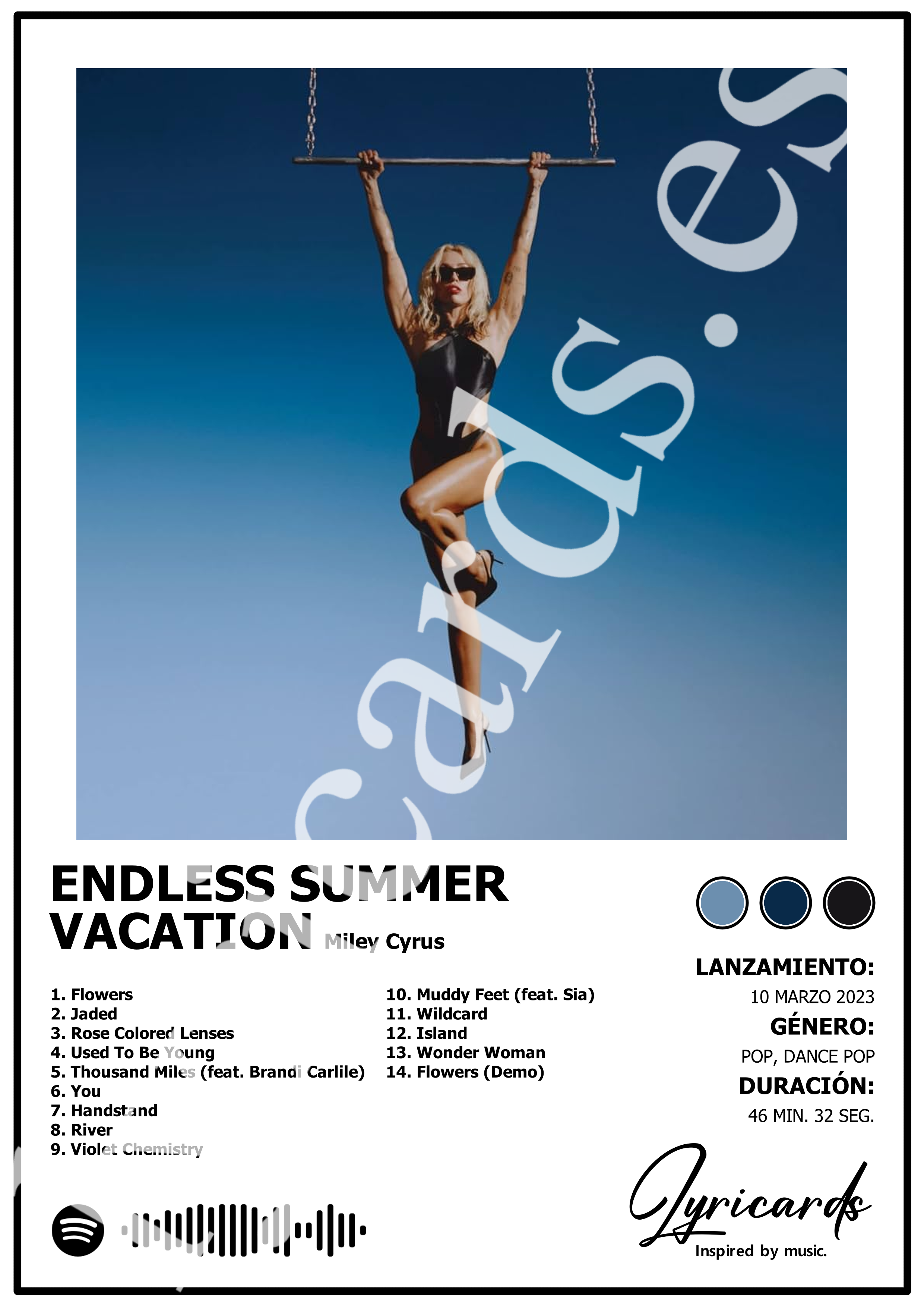 Lámina A4 - Endless Summer Vacation - Miley Cyrus
