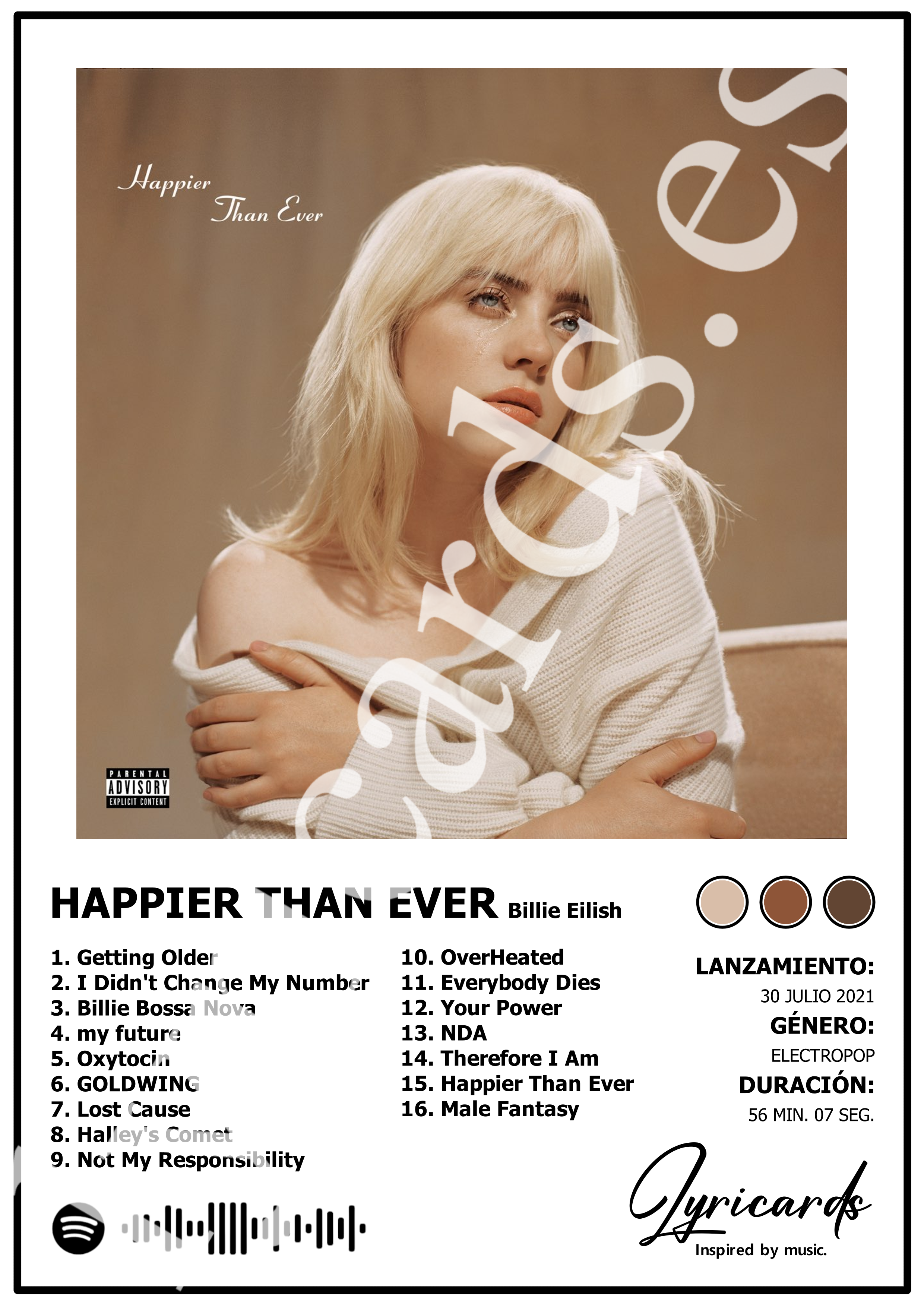 Lámina A4 - Happier Than Ever - Billie Eilish