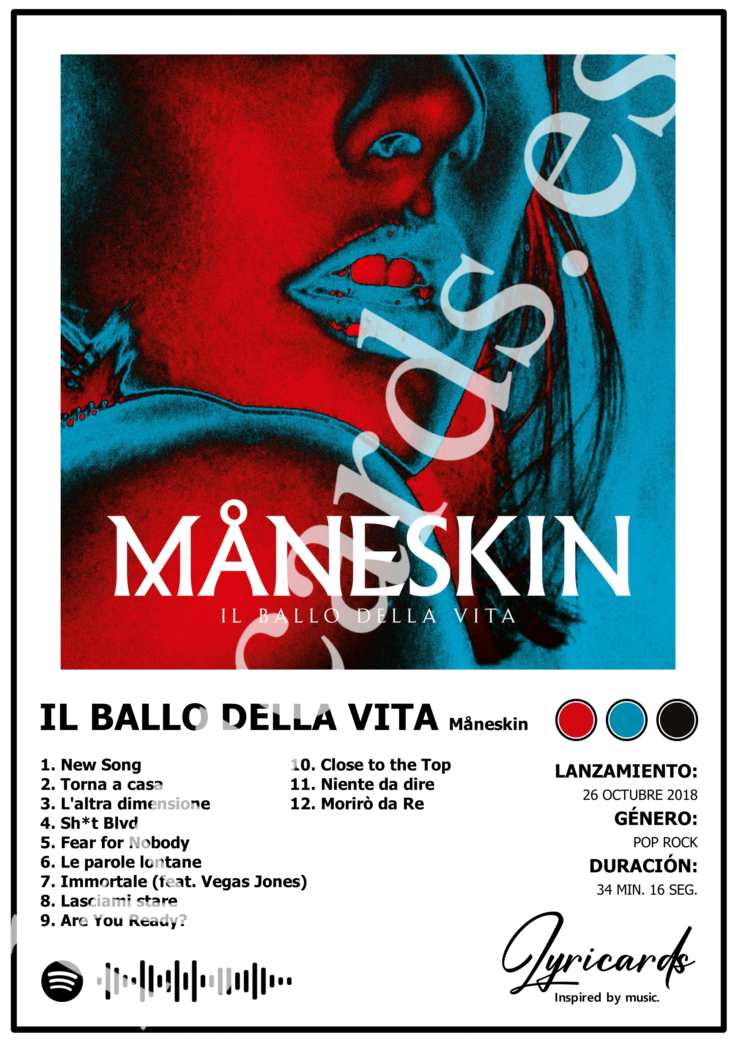 Lámina A4 - Il Ballo della Vita - Måneskin