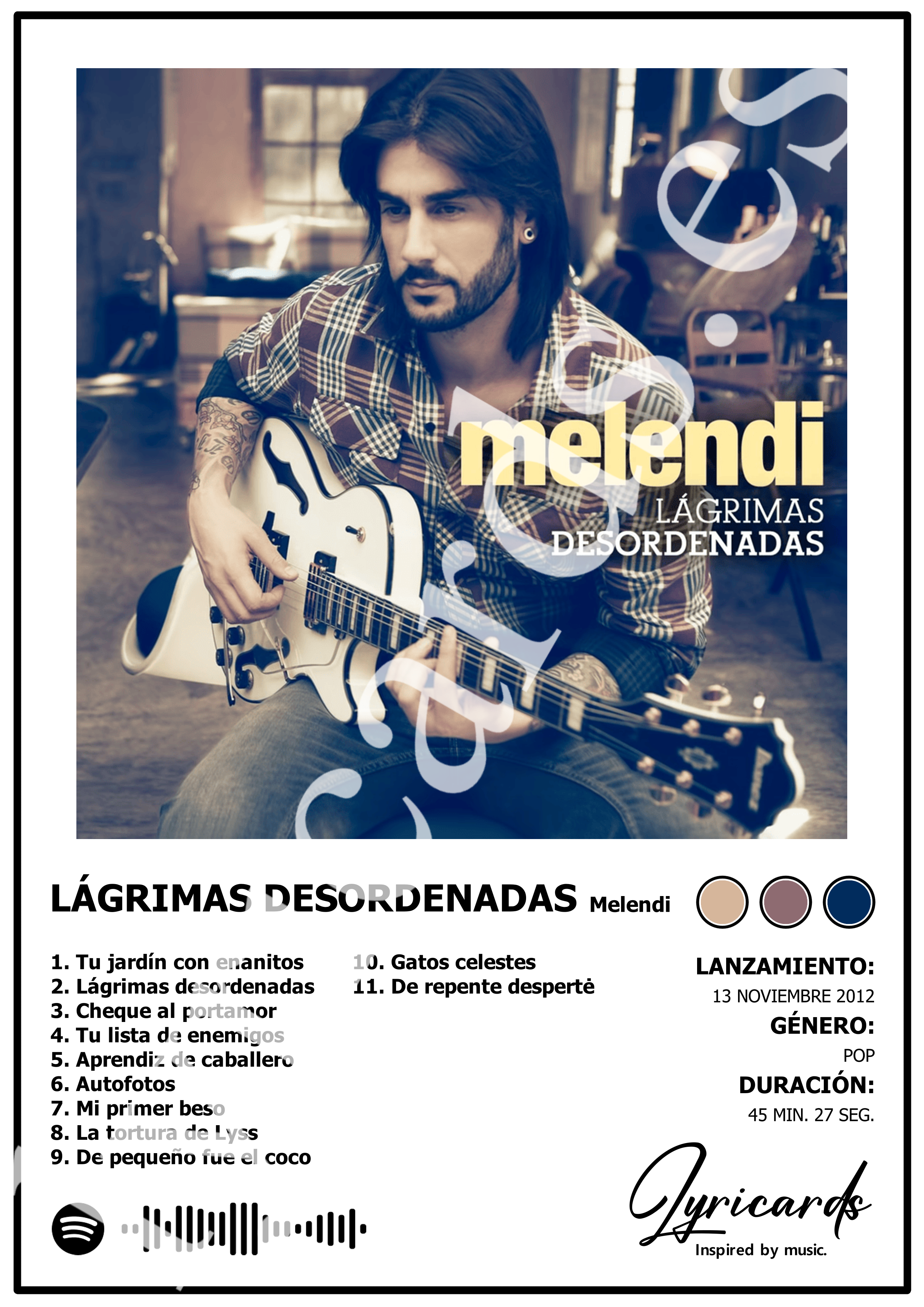Lámina A4 - Lágrimas Desordenadas - Melendi
