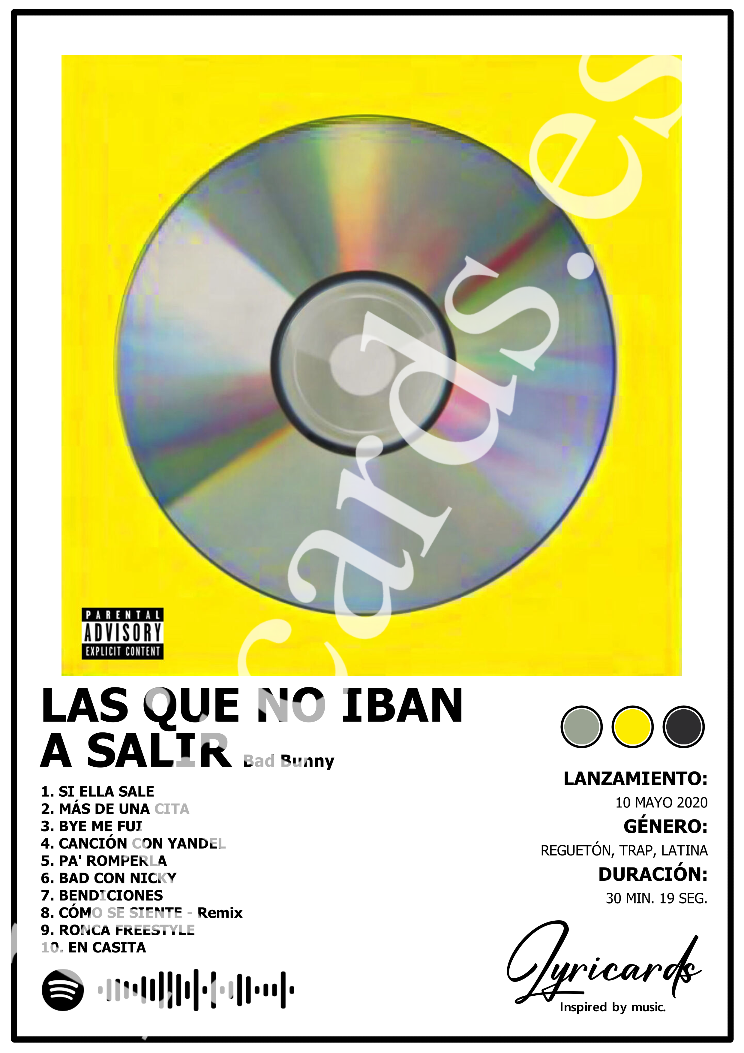 Lámina A4 - Las Que No Iban a Salir - Bad Bunny