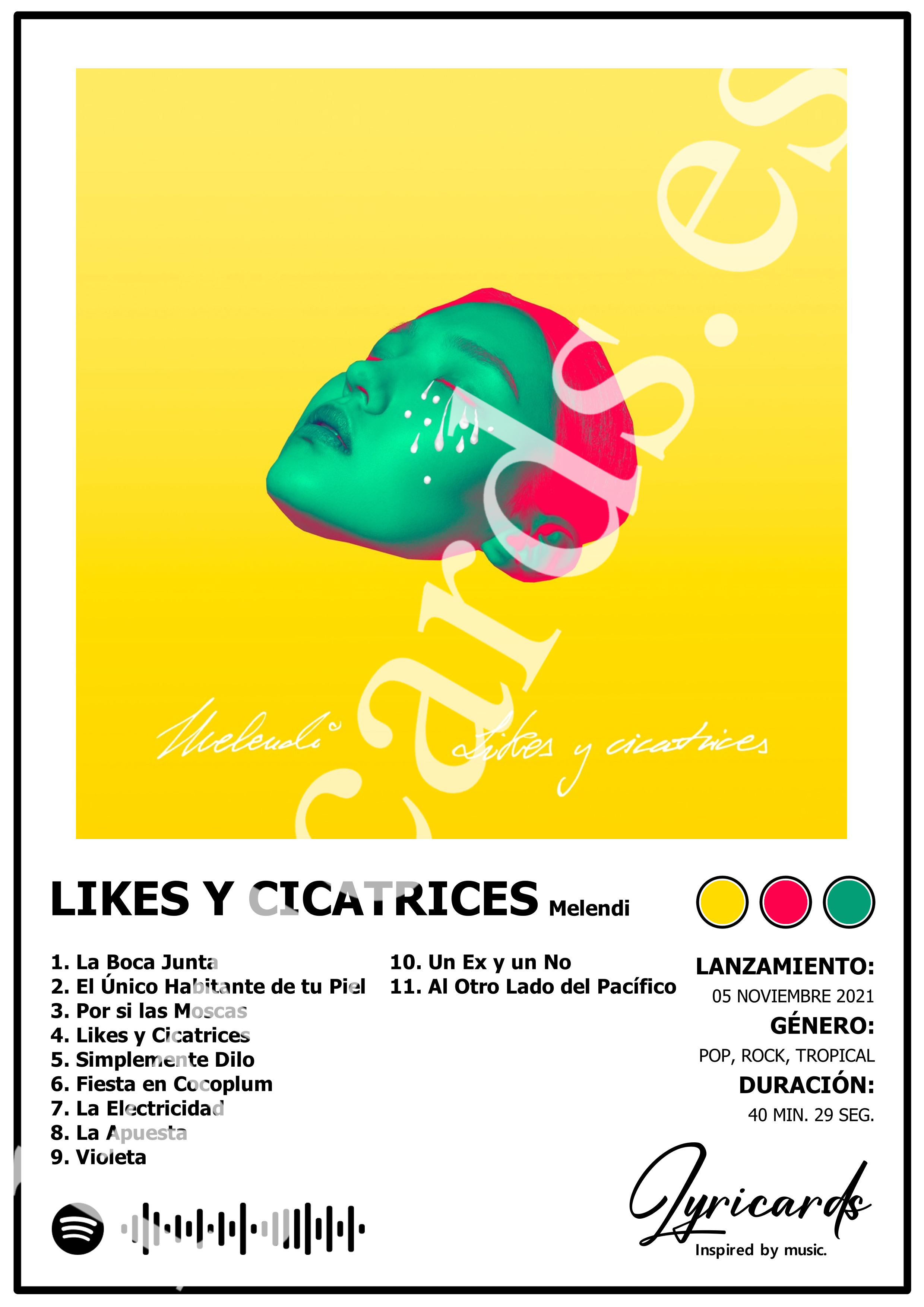 Lámina A4 - Likes y Cicatrices - Melendi