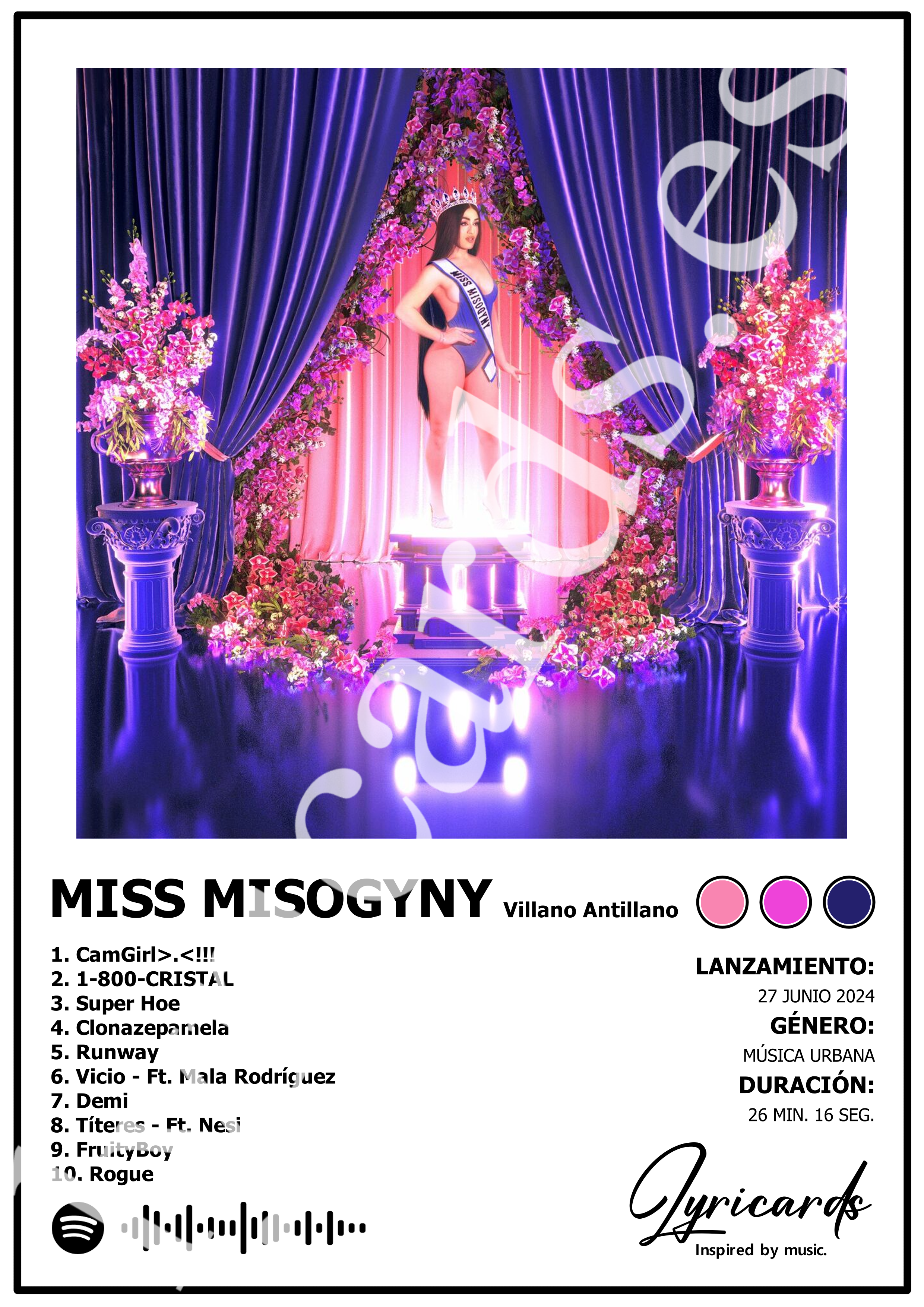 Lámina A4 - Miss Misogyny - Villano Antillano