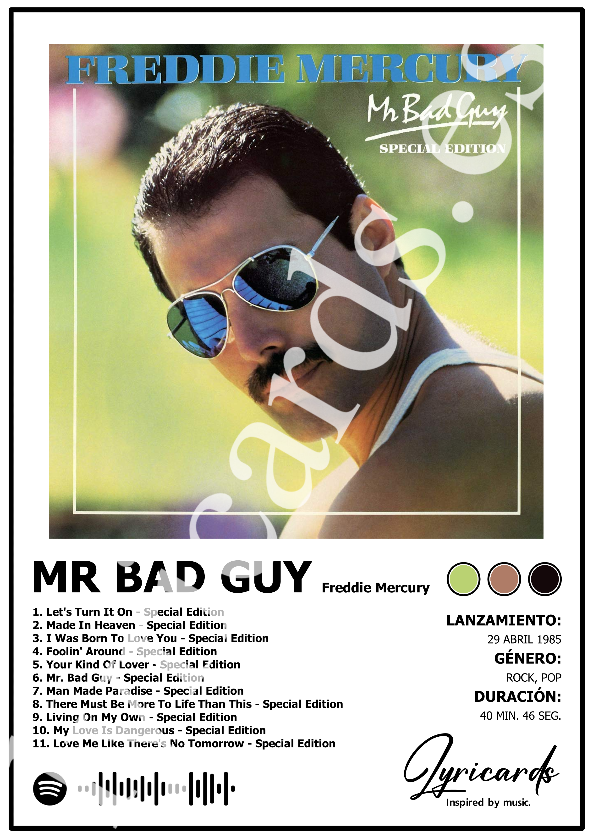Lámina A4 - Mr. Bad Guy - Freddie Mercury