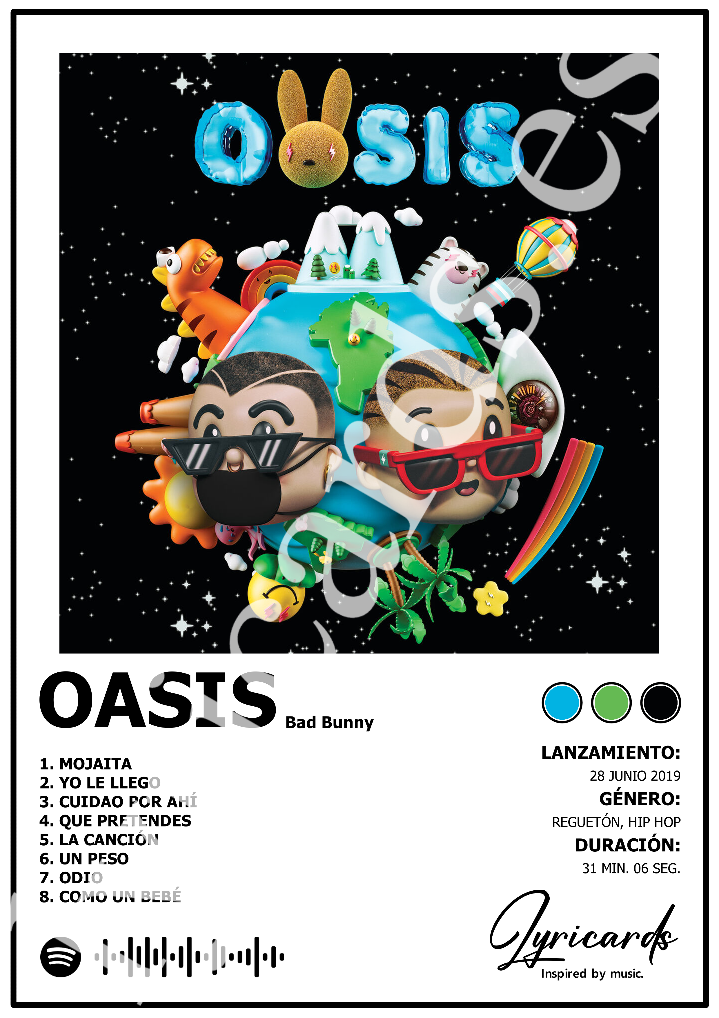 Lámina A4 - Oasis - Bad Bunny & J Balvin