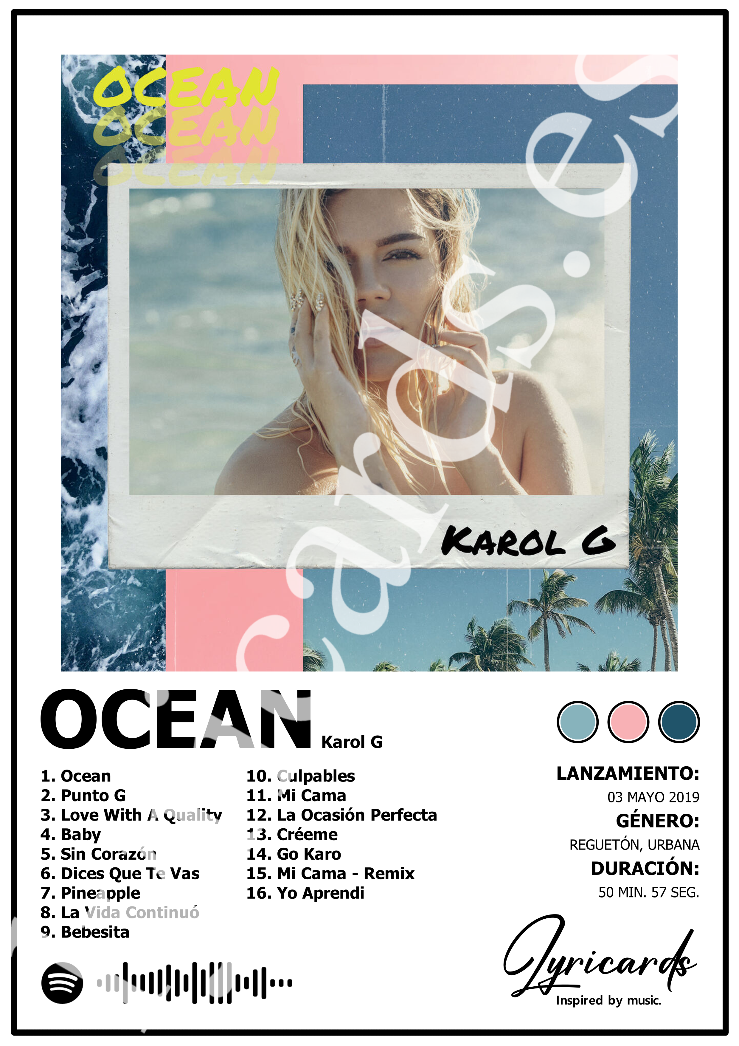 Lámina A4 - Ocean - Karol G