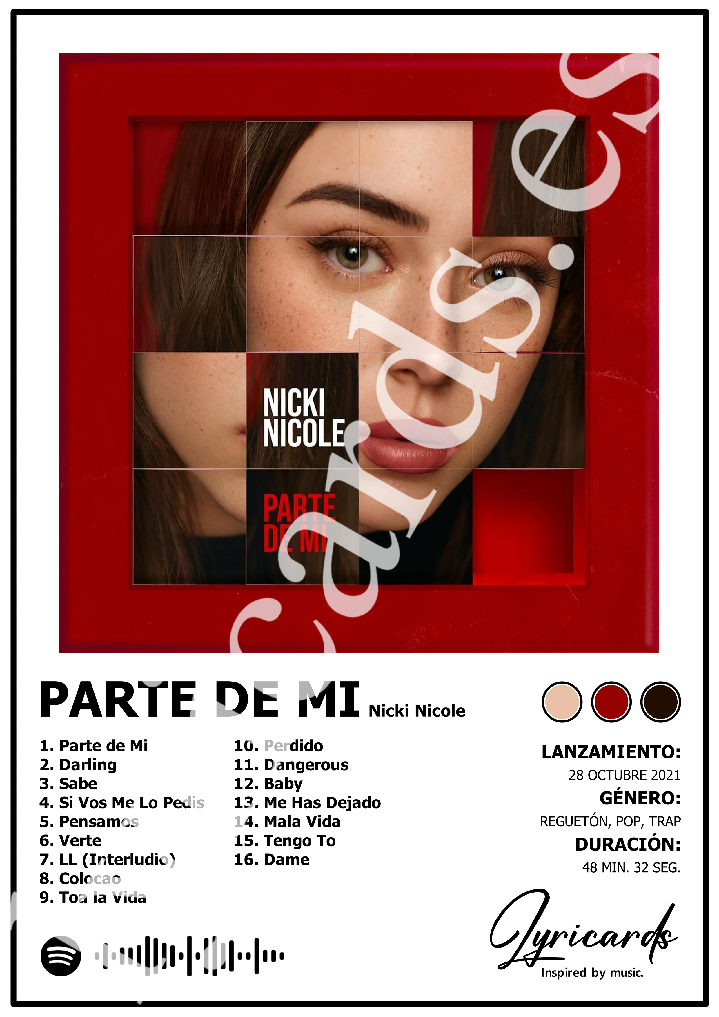 Lámina A4 - Parte de Mí - Nicki Nicole