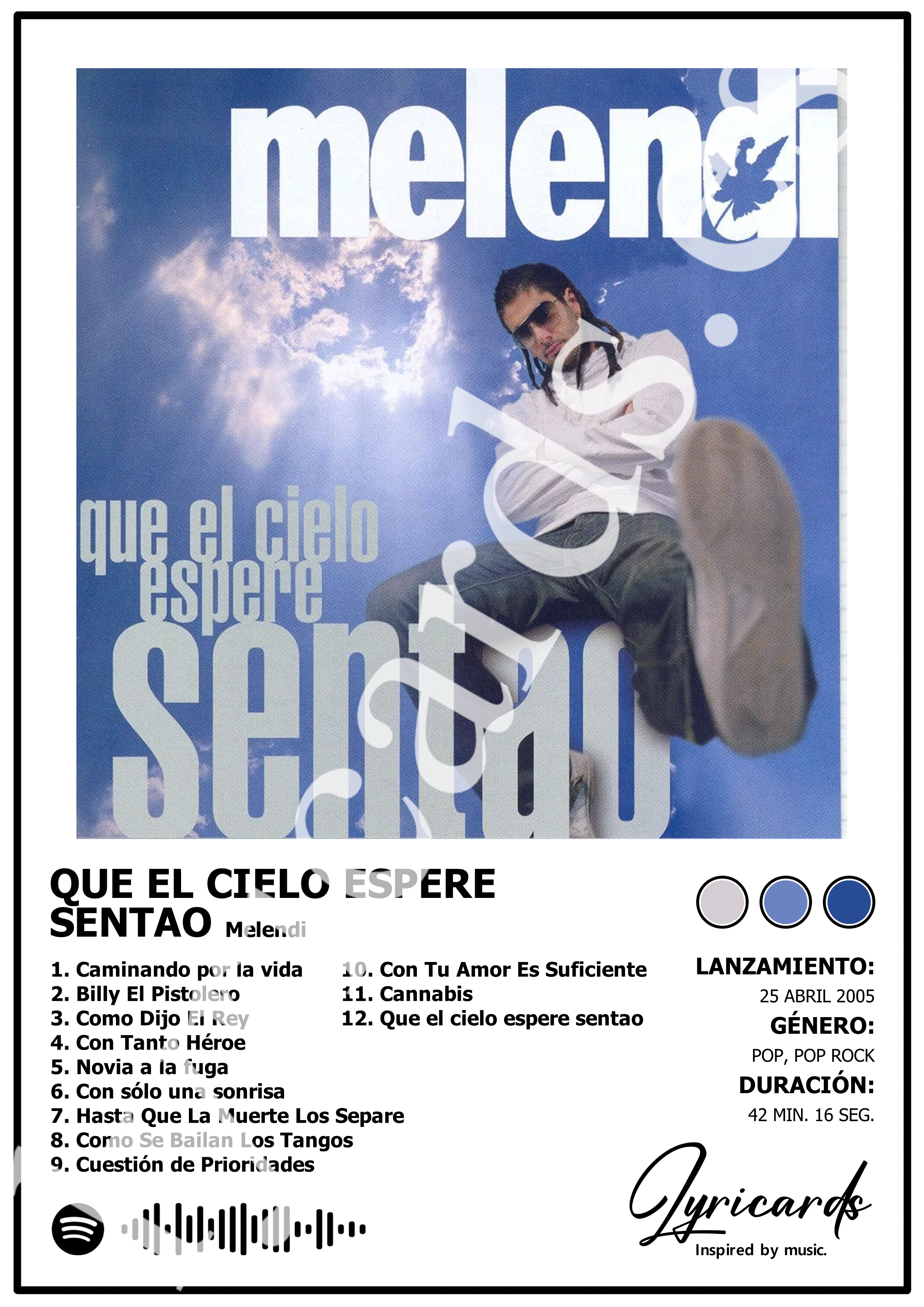 Lámina A4 - Que el Cielo Espere Sentao - Melendi
