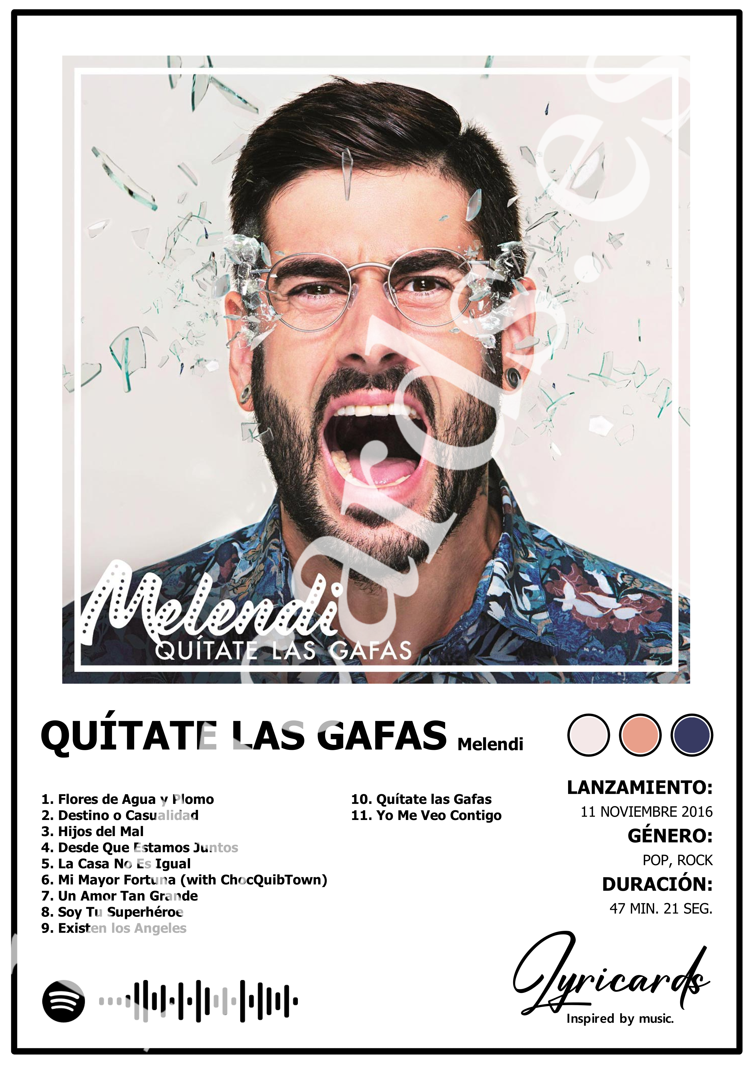 Lámina A4 - Quítate las Gafas - Melendi