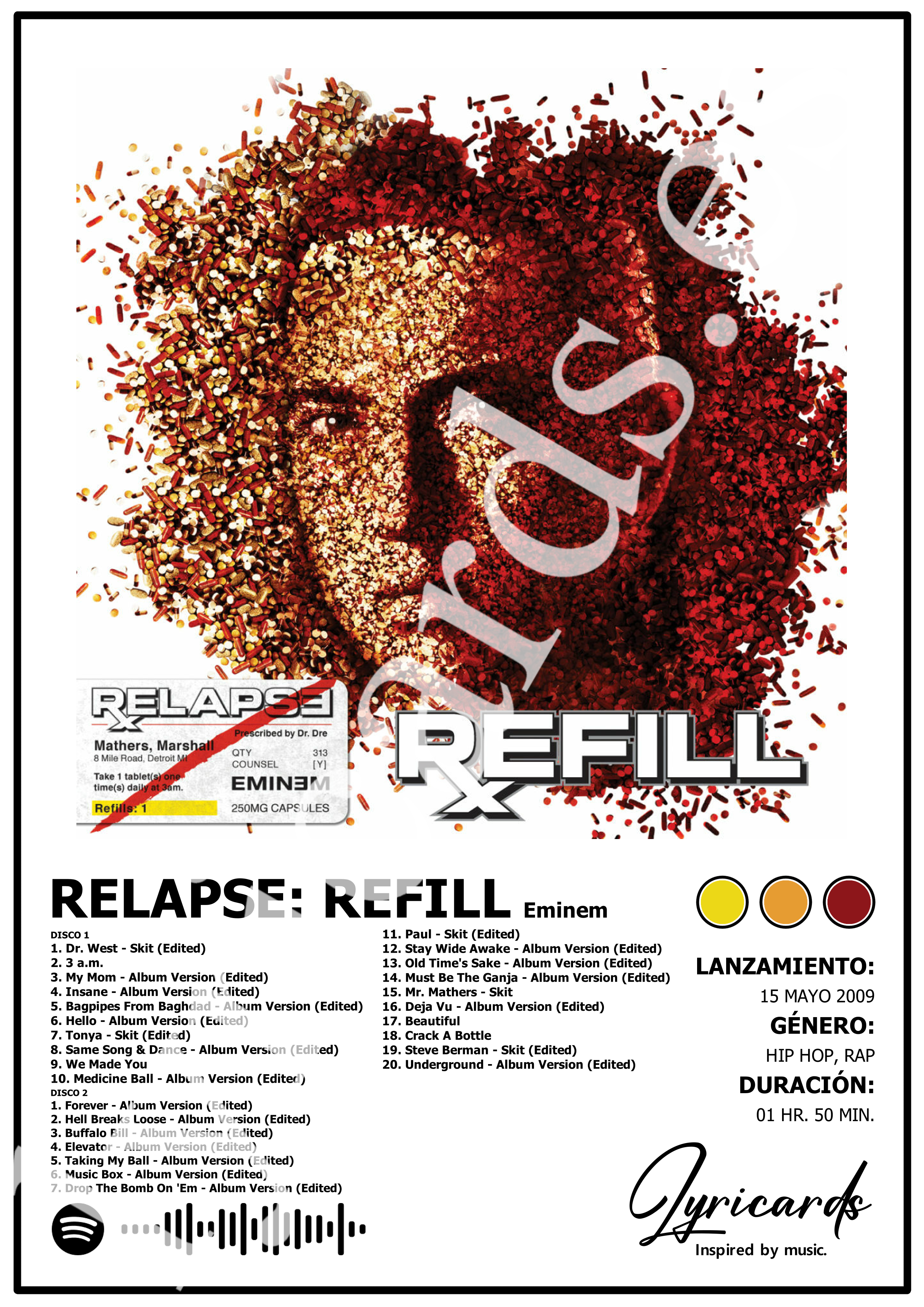 Lámina A4 - Relapse Refill - Eminem