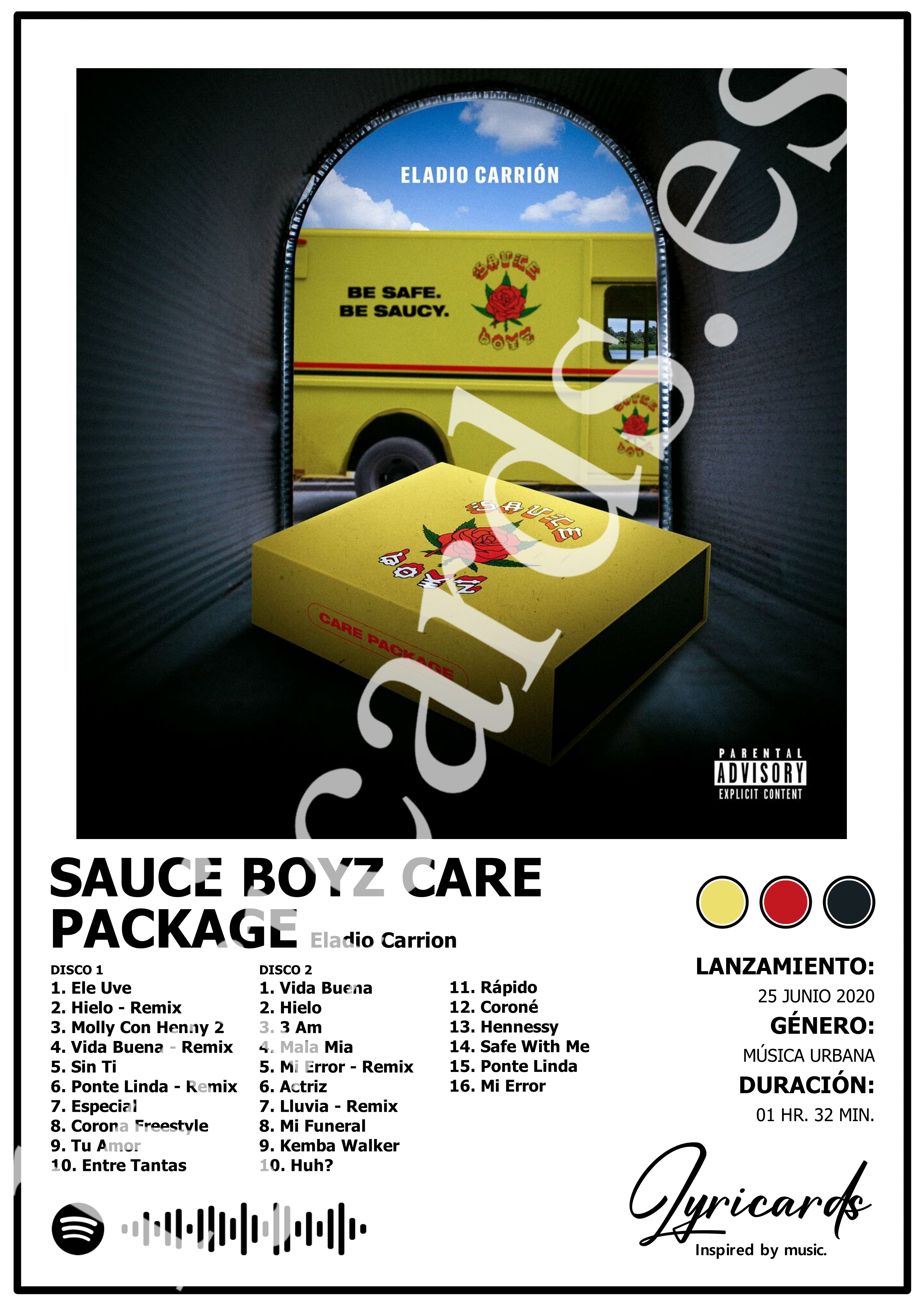 Lámina A4 - Sauce Boyz Care Package - Eladio Carrión