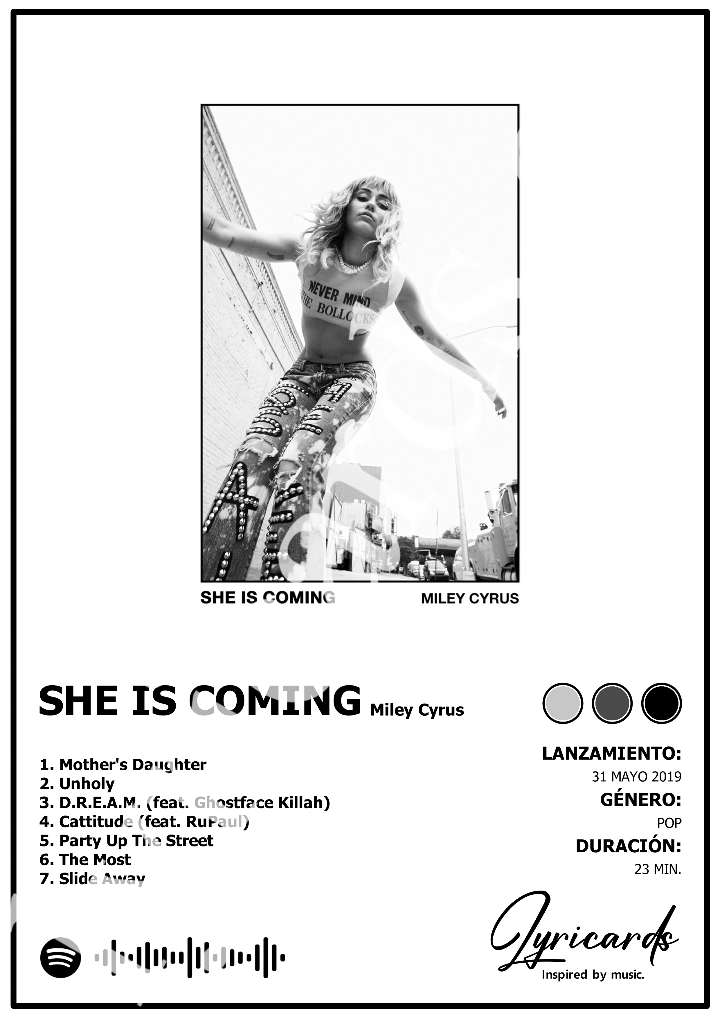 Lámina A4 - She Is Coming - Miley Cyrus