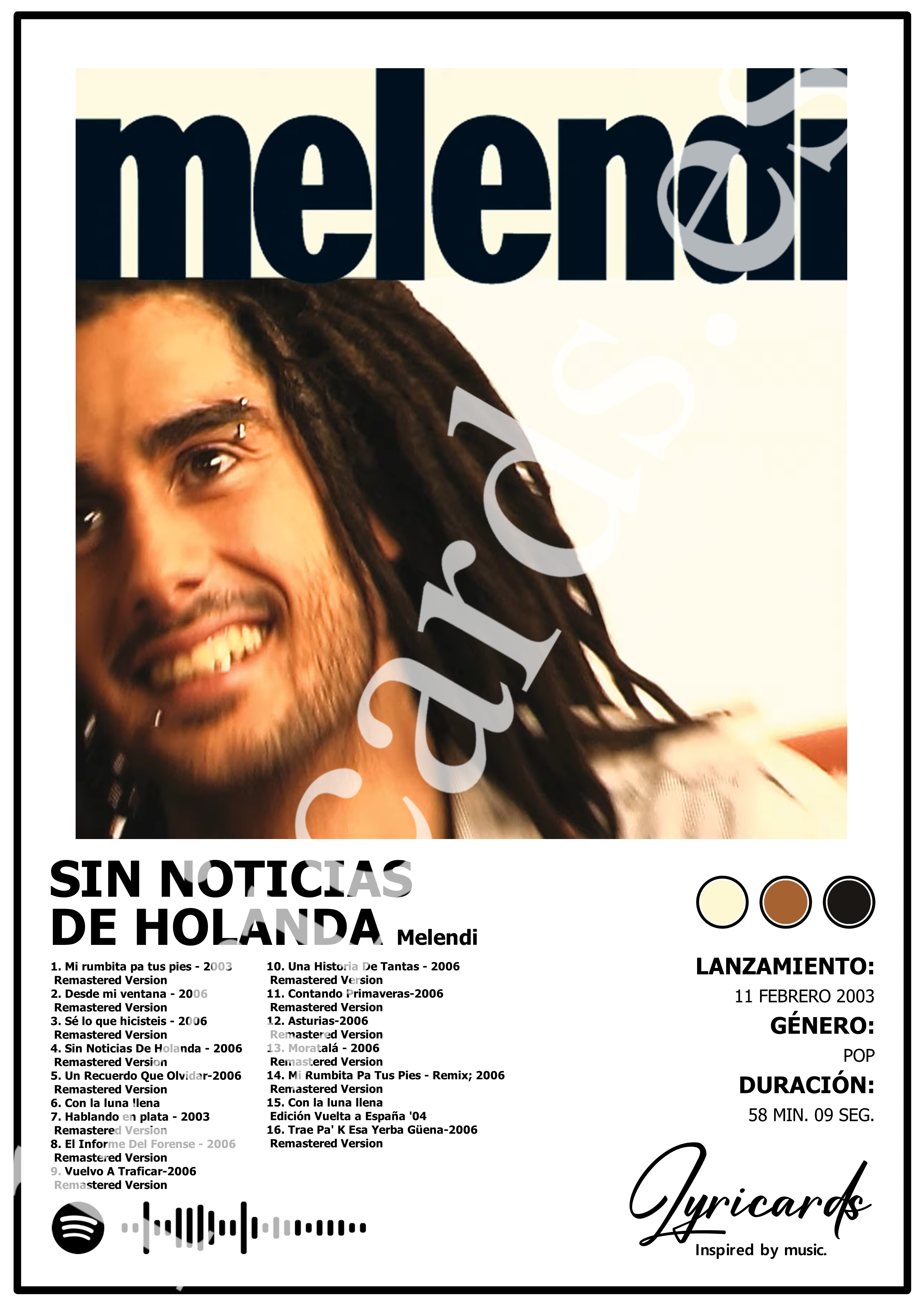Lámina A4 - Sin Noticias de Holanda - Melendi