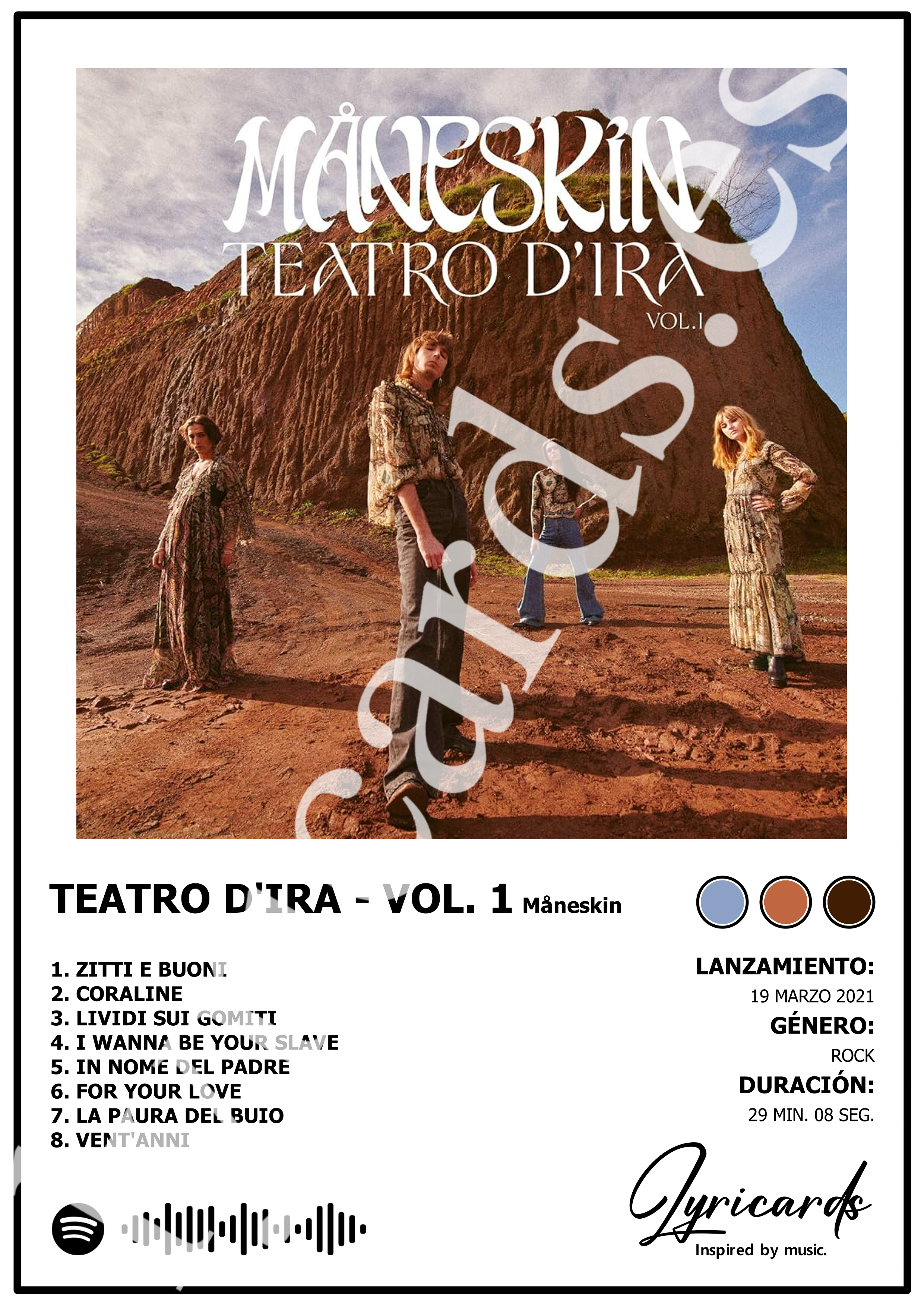 Lámina A4 - Teatro d’Ira - Vol. 1 - Måneskin