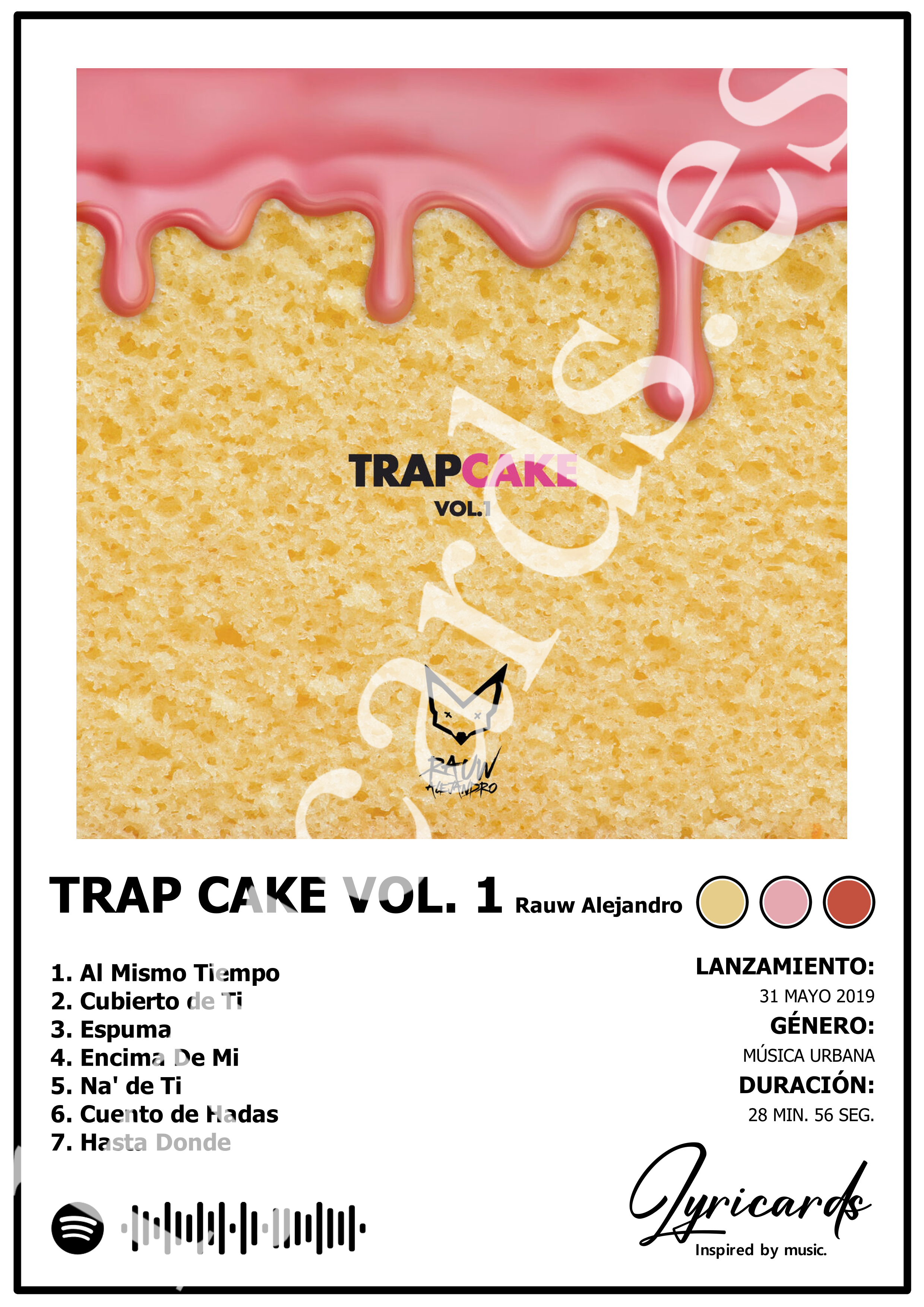 Lámina A4 - Trap Cake Vol. 1 - Rauw Alejandro