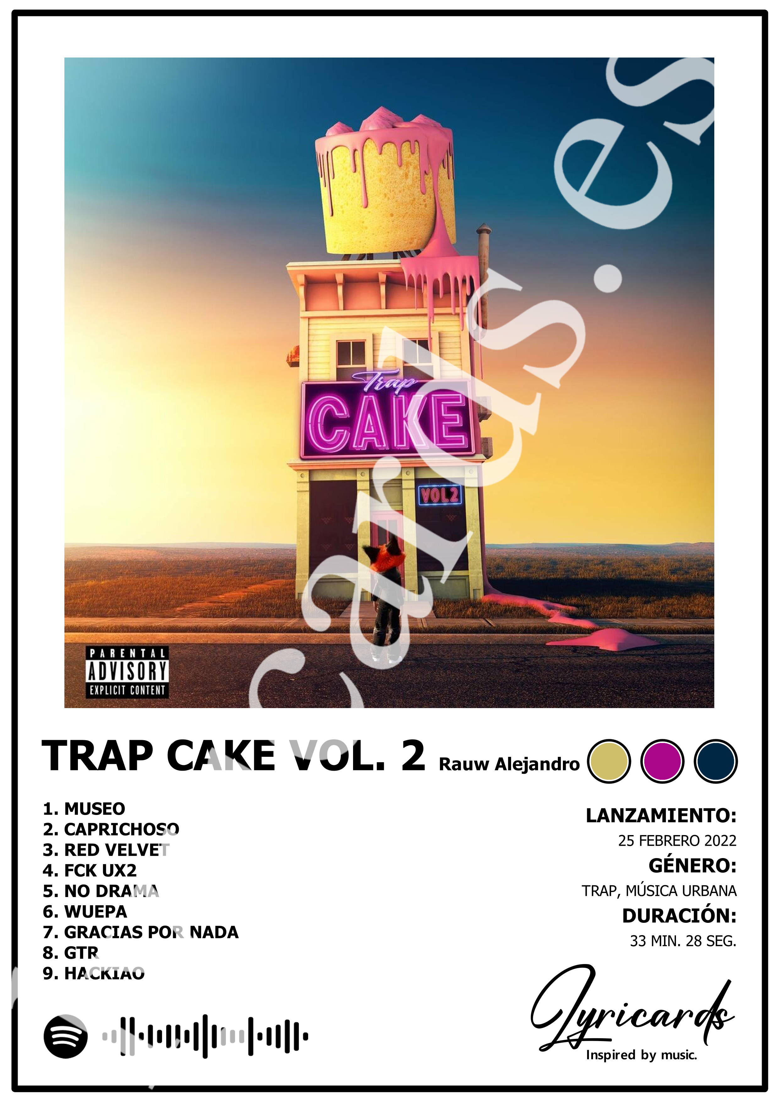 Lámina A4 - Trap Cake Vol. 2 - Rauw Alejandro
