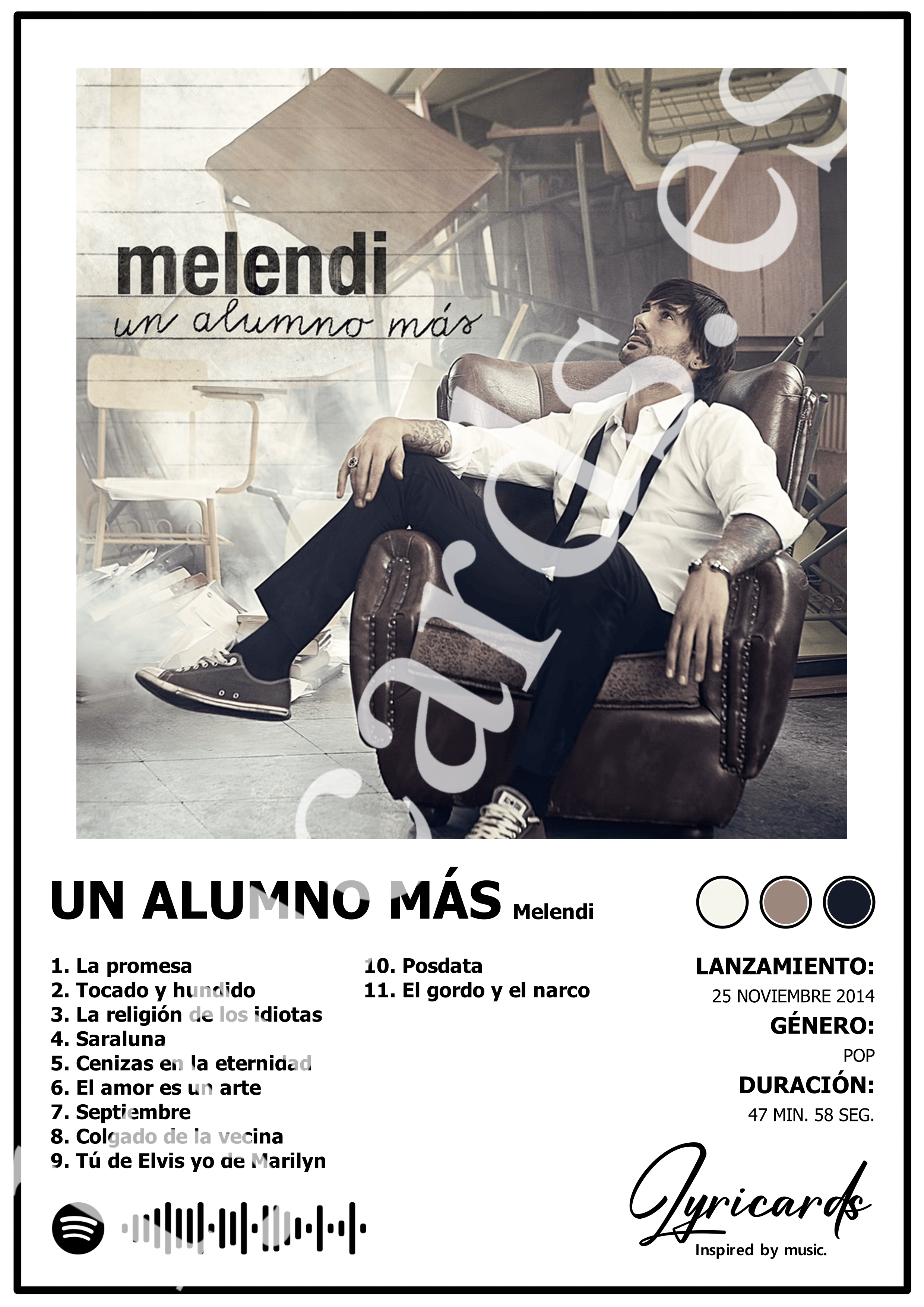 Lámina A4 - Un Alumno Más - Melendi