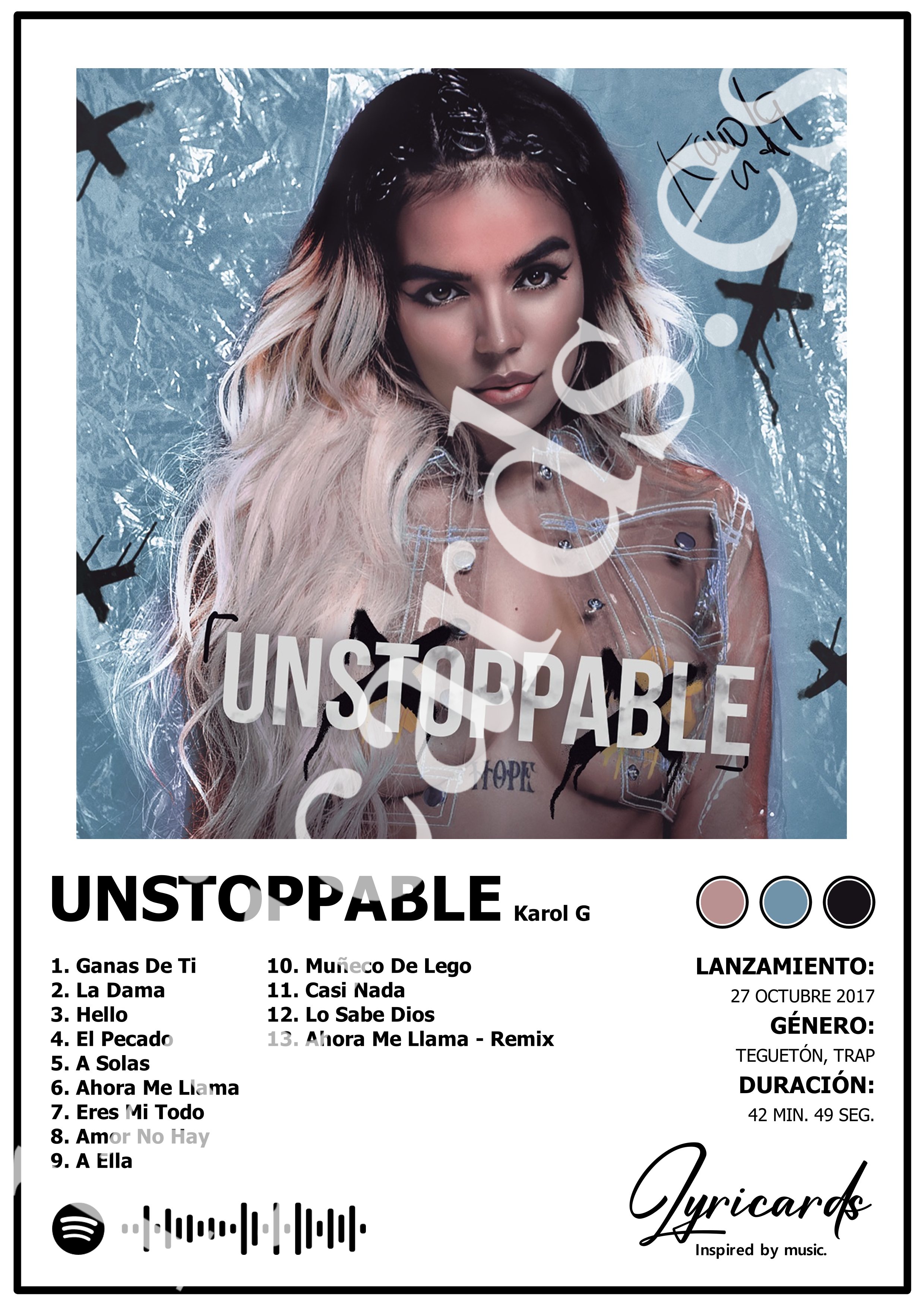 Lámina A4 - Unstoppable - Karol G
