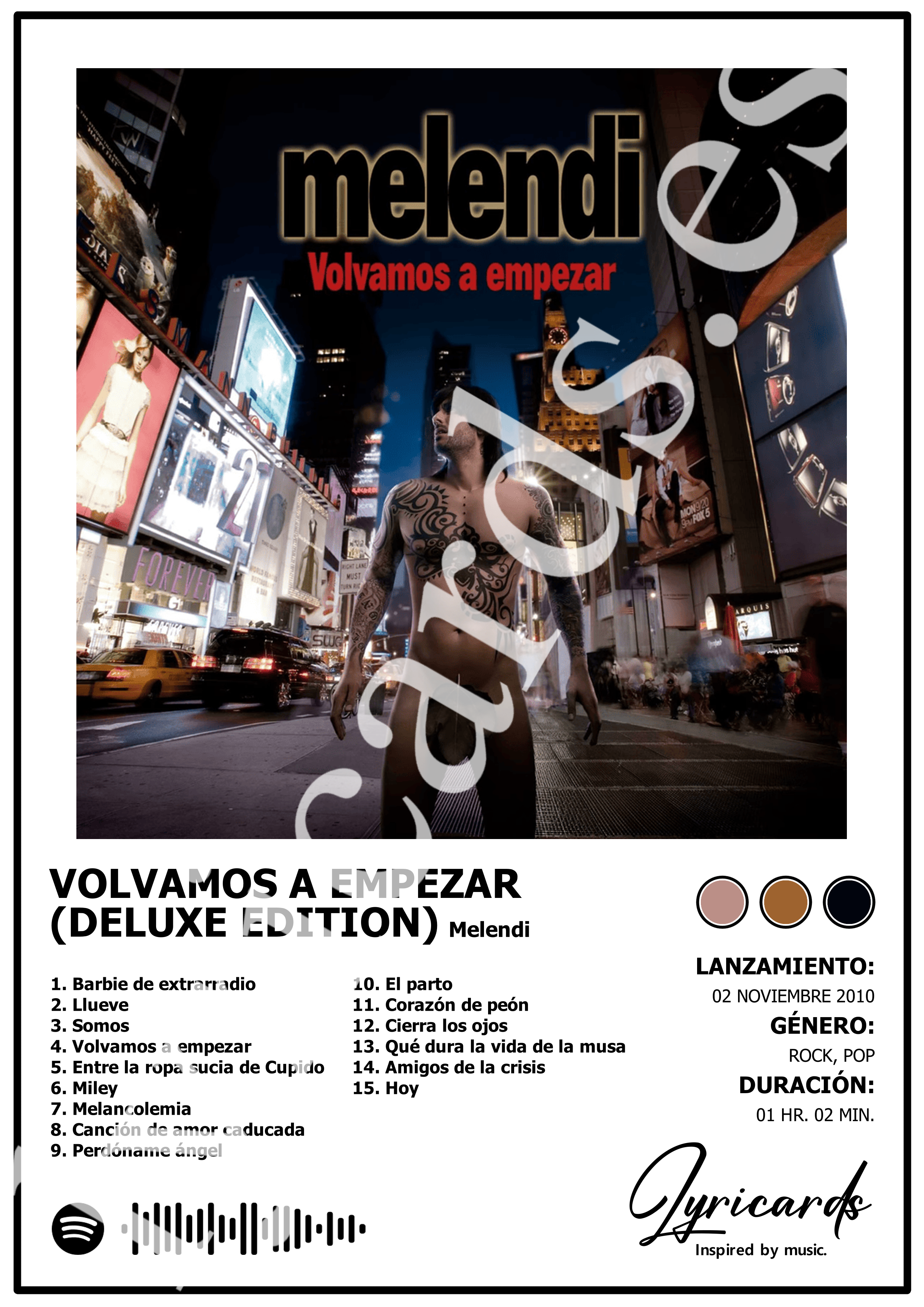 Lámina A4 - Volvamos a Empezar (Deluxe Edition) - Melendi