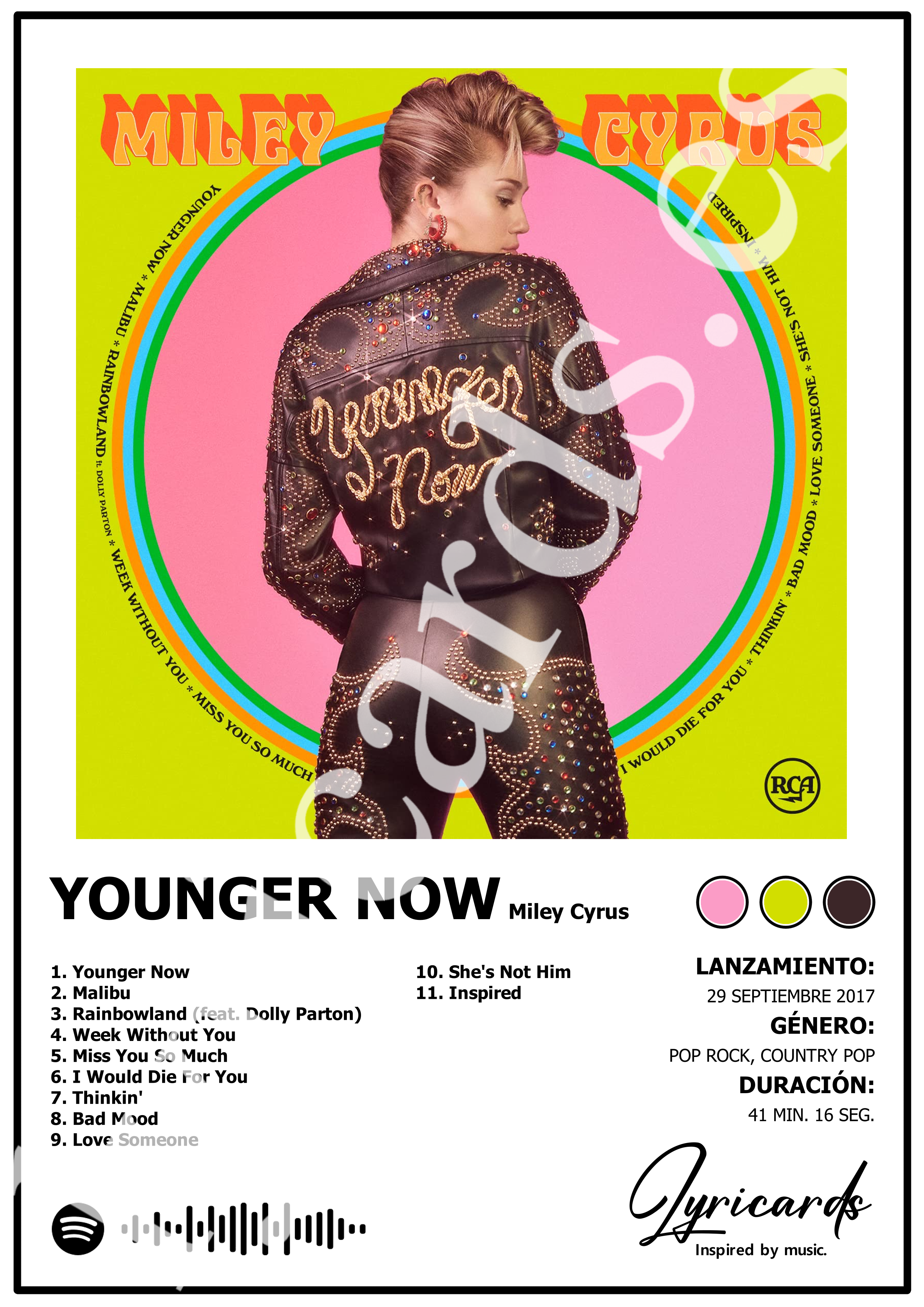 Lámina A4 - Younger Now - Miley Cyrus