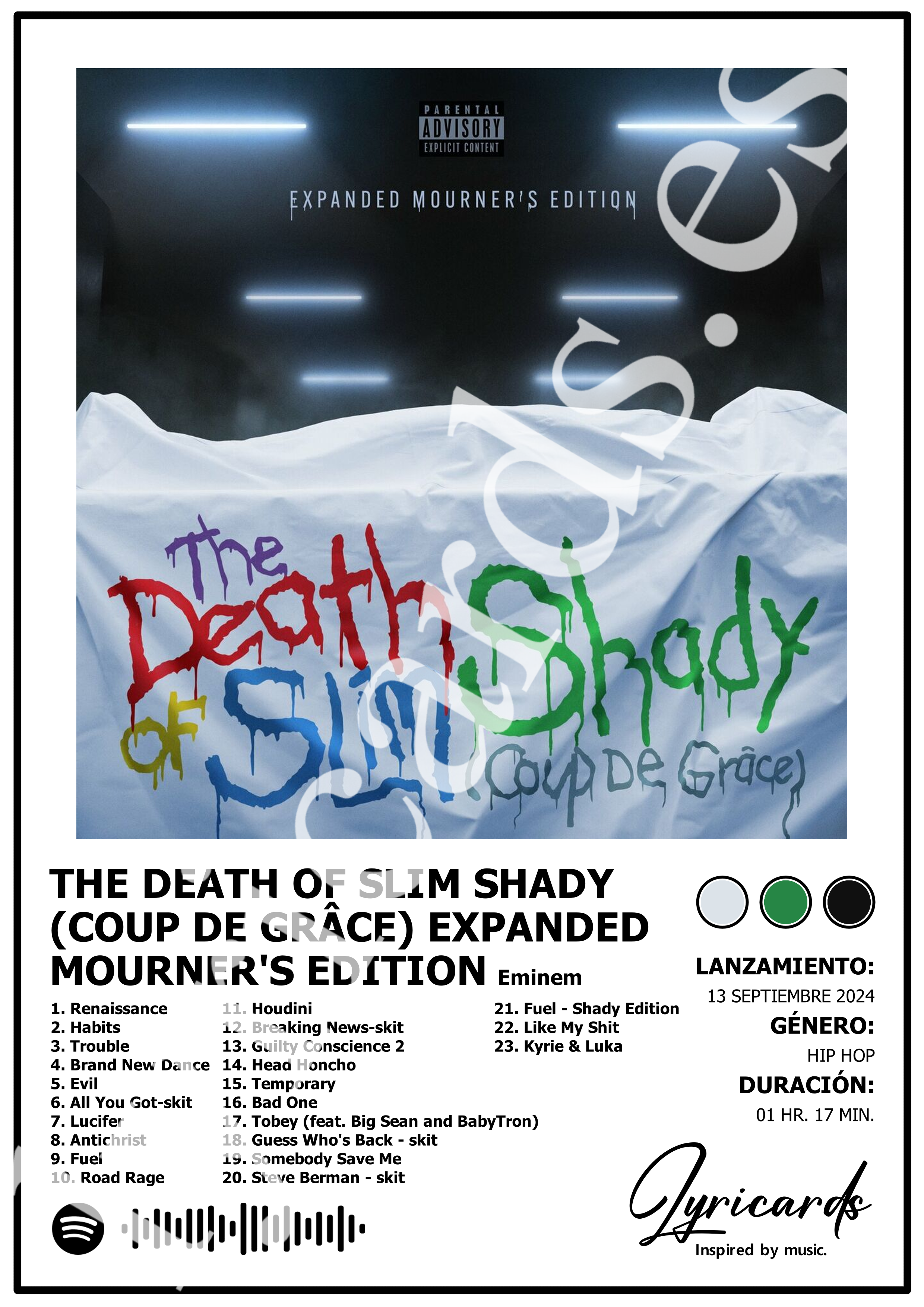 Lámina A4 - The Death of Slim Shady (Coup de Grâce) Expanded Mourner's Edition
